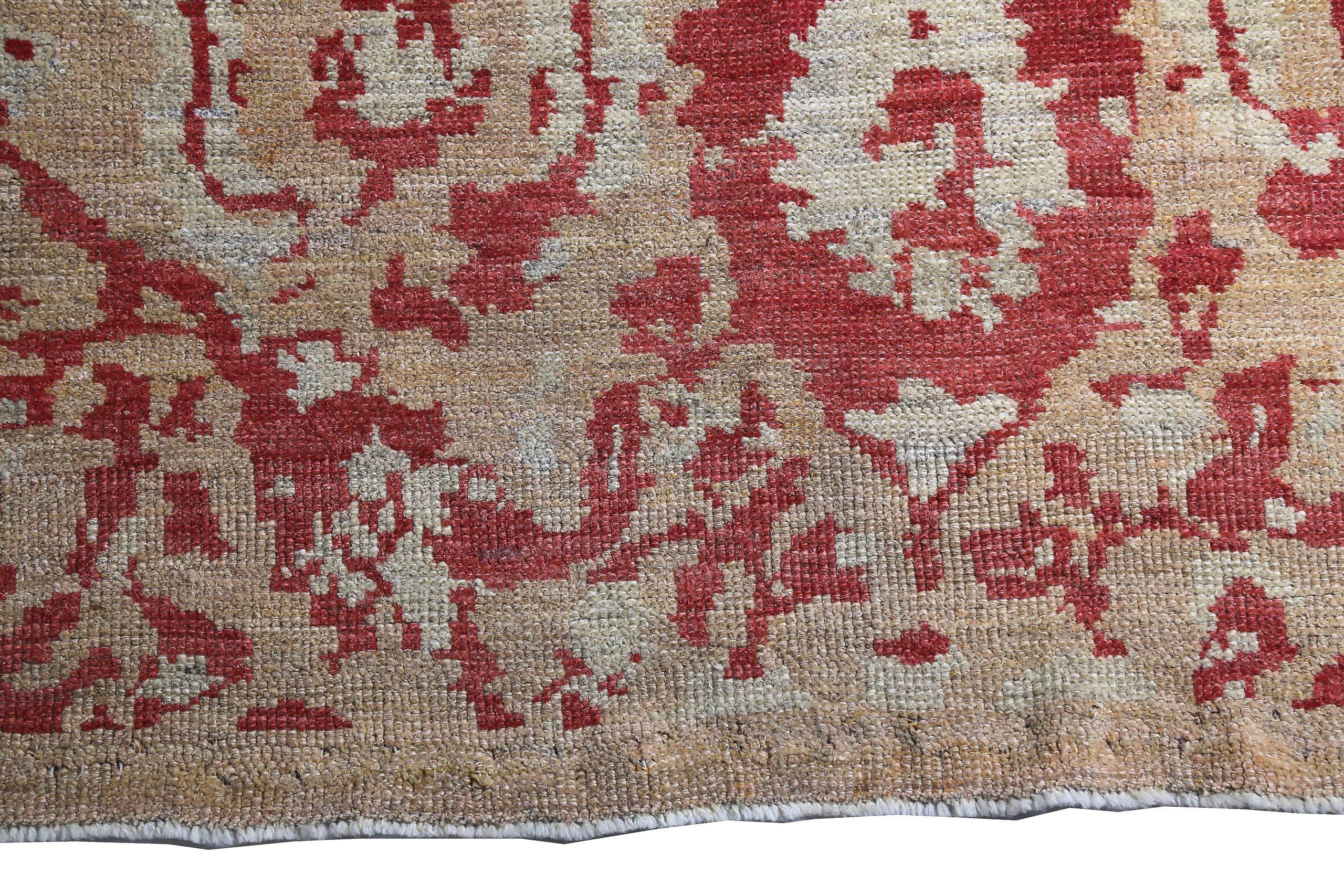Persische Oushak-Teppiche Circa 1990 - Wolle Elfenbein Rot Taupe Design - 89017 (20. Jahrhundert) im Angebot