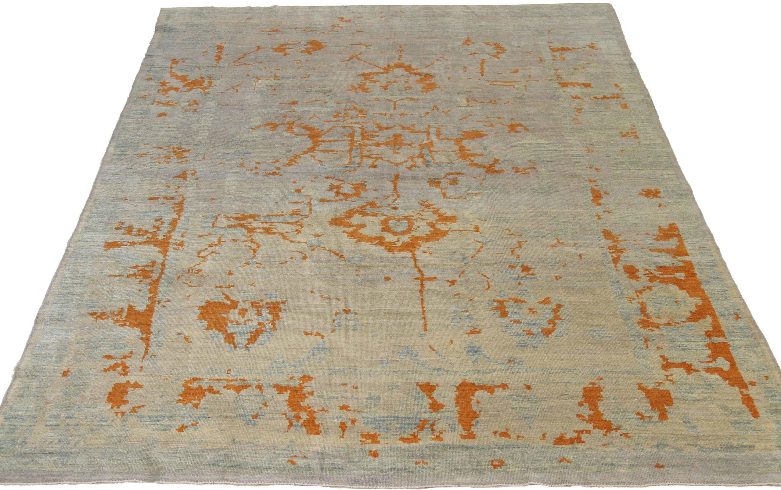 Entdecken Sie die Eleganz des persischen Oushak mit seinen Teppichen. Dieses exklusive Design, das mit viel Liebe zum Detail entworfen wurde, ist perfekt, um Ihren Raum zu verschönern.