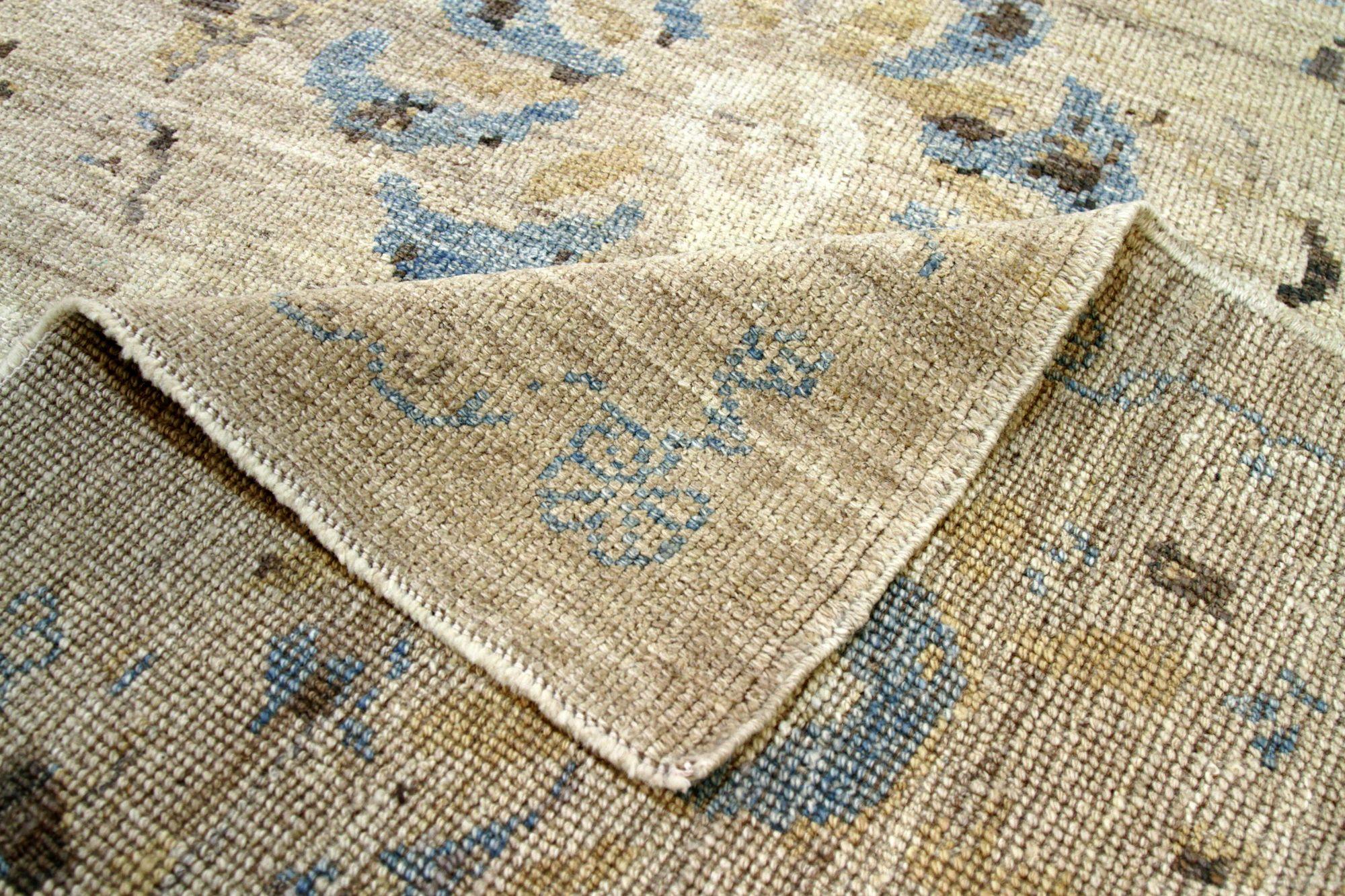 Persische Oushak Teppiche - Wolle Blau Braun Elfenbein Design - 88177 (20. Jahrhundert) im Angebot