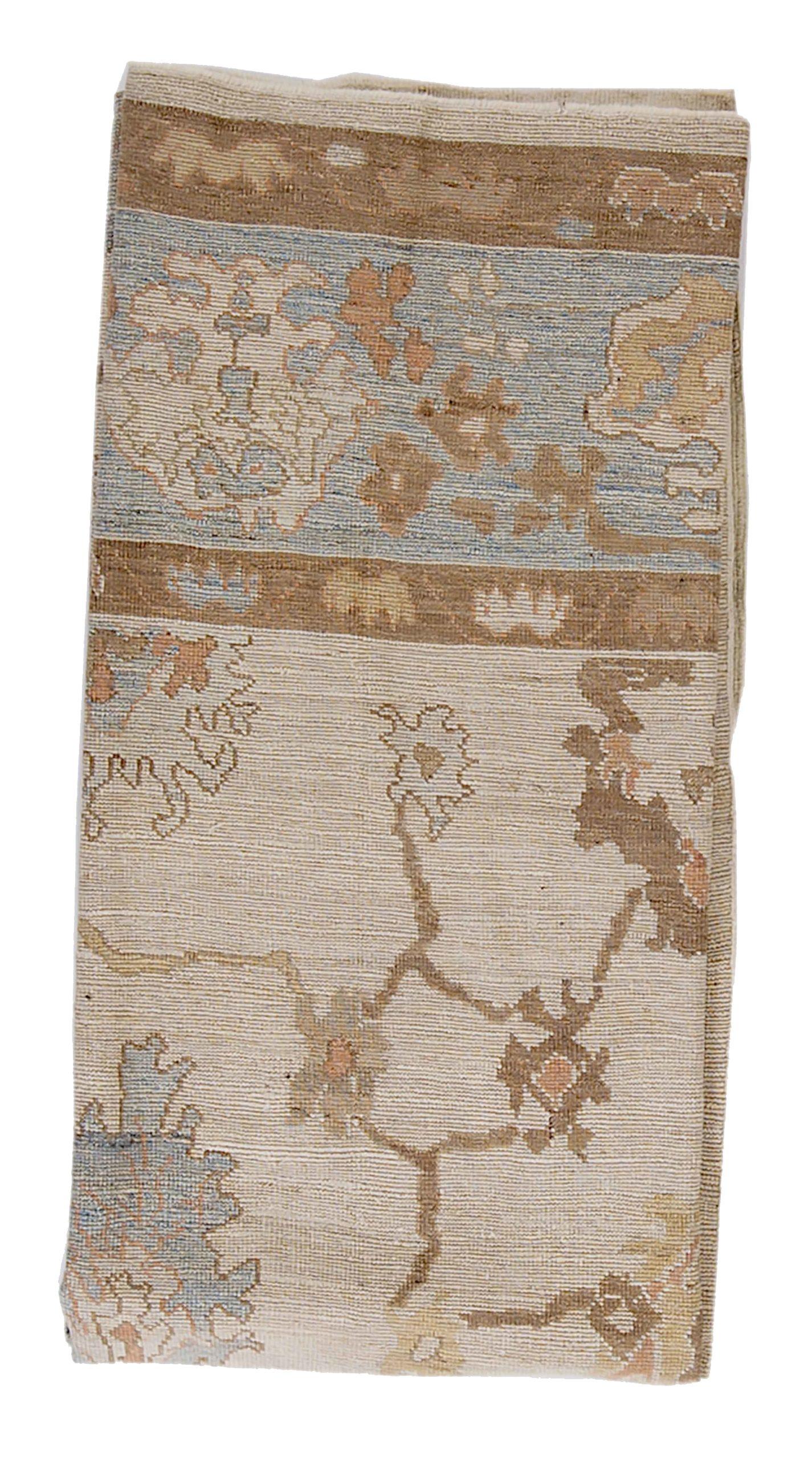 Persian Oushak Area Rugs - Wool Blue Brown Ivory Design - 88975 In Excellent Condition For Sale In Dallas, TX