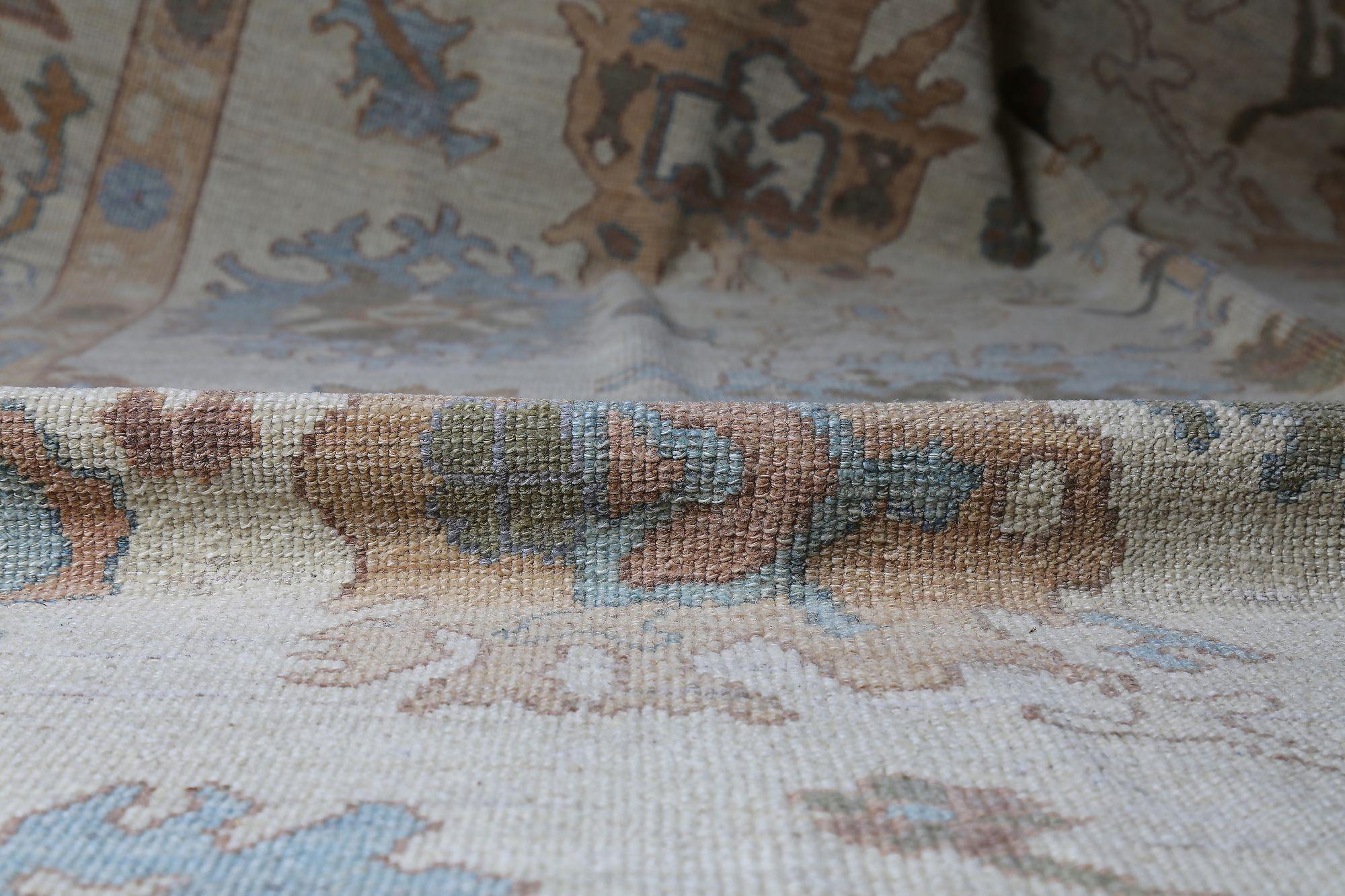 Discover the elegance of Persian Oushak featuring Area Rugs in Circa 1990. Designed with Wool and BlueBrownIvory, this exclusive design is perfect for enhancing your space.