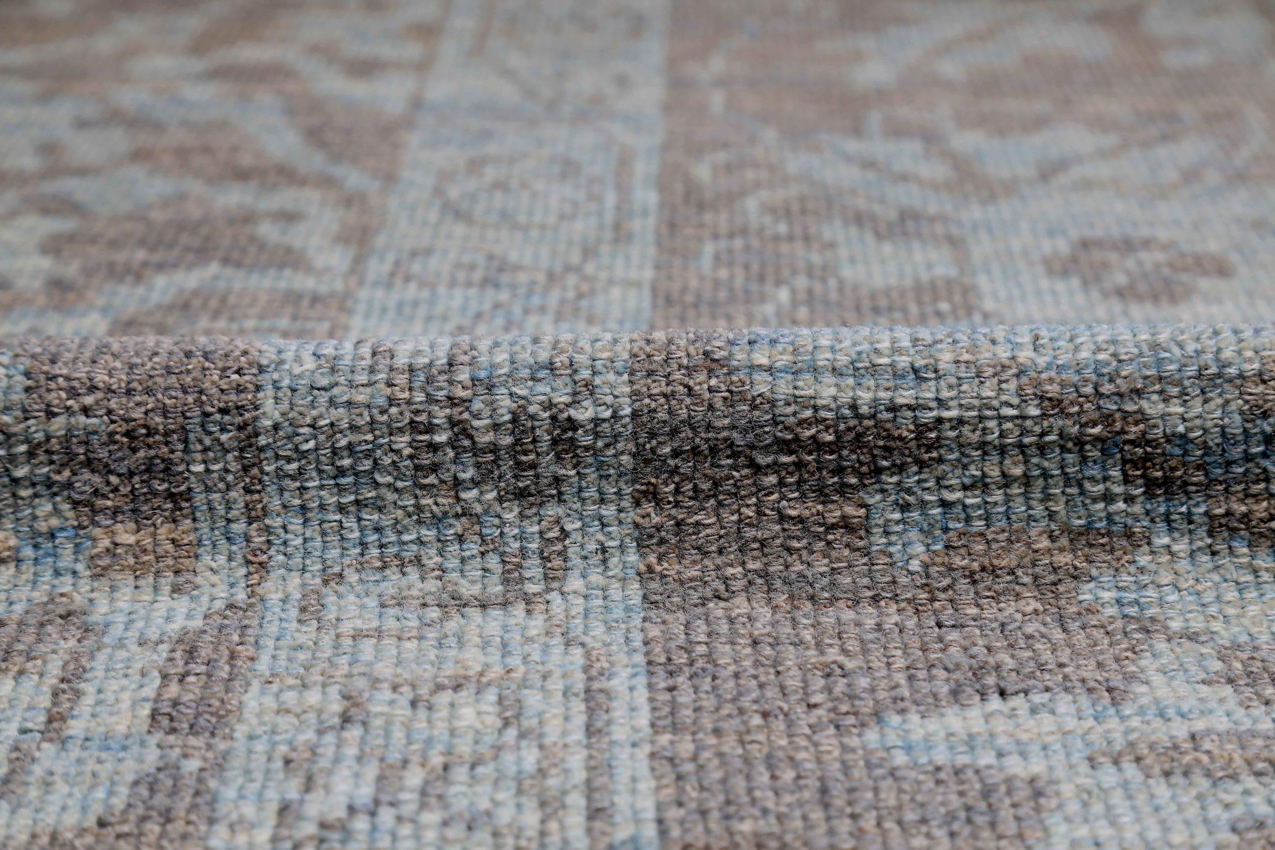 Persische Oushak Teppiche - Wolle Blau Braun Elfenbein Design - 89072 im Zustand „Hervorragend“ im Angebot in Dallas, TX