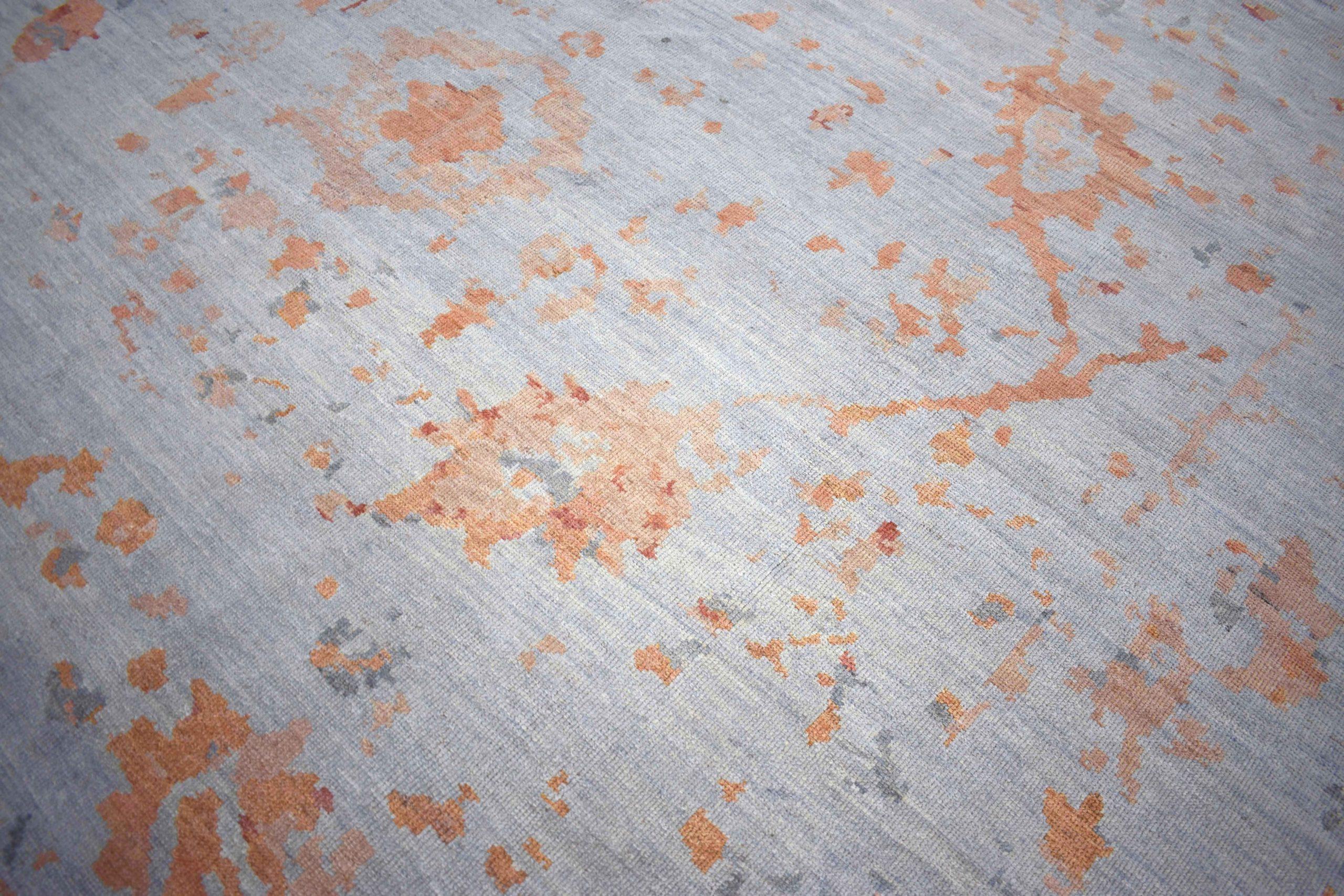 Persische Oushak-Teppiche - Wolle in Blau und Rosa mit Design - 88063 (Irakisch) im Angebot