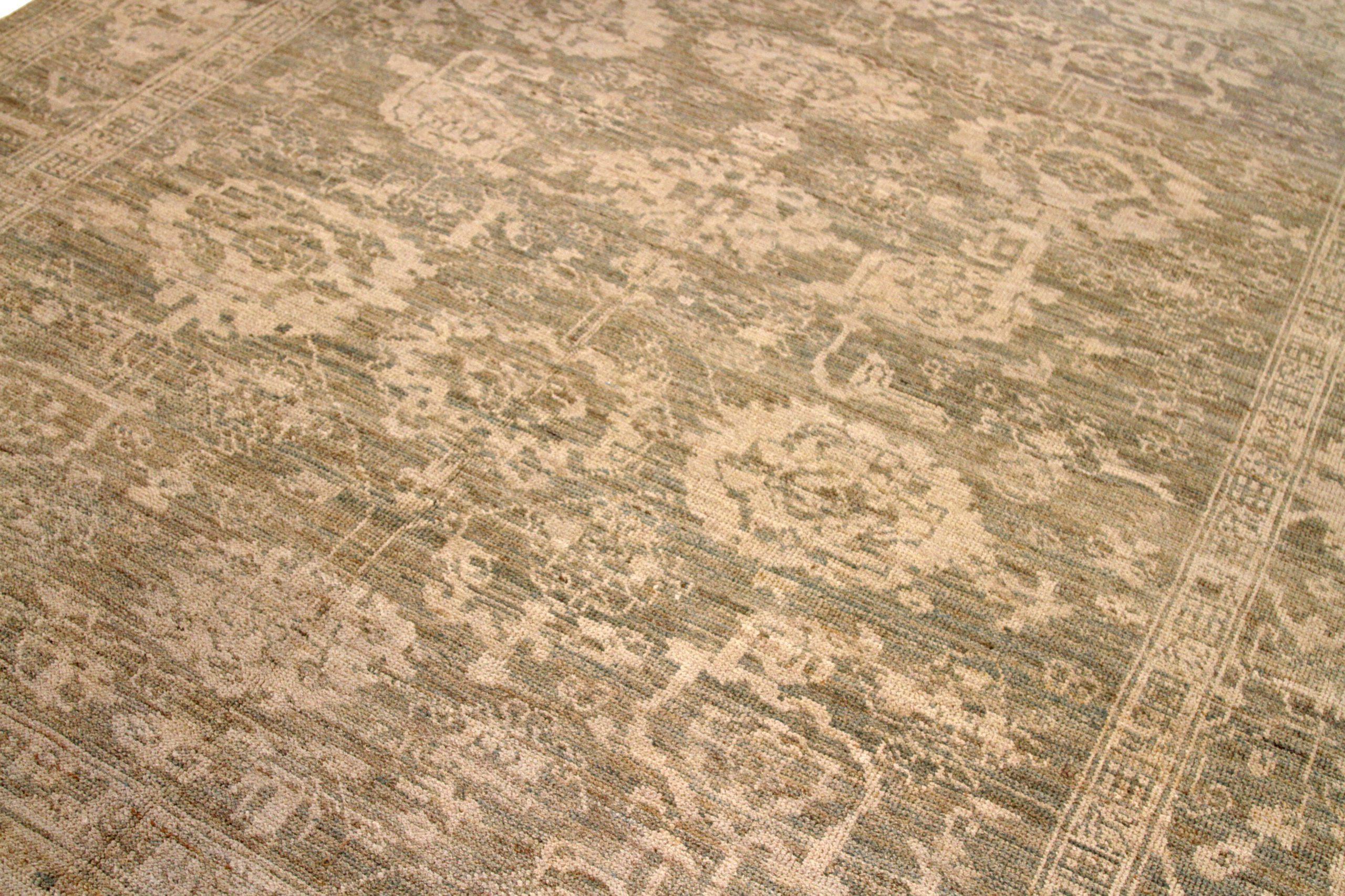 Iraqi Persian Oushak Area Rugs - Wool Brown Ivory Design - 88082 For Sale