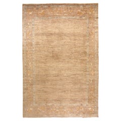Persian Oushak Area Rugs - Wool Brown Ivory Yellow Design - 88175