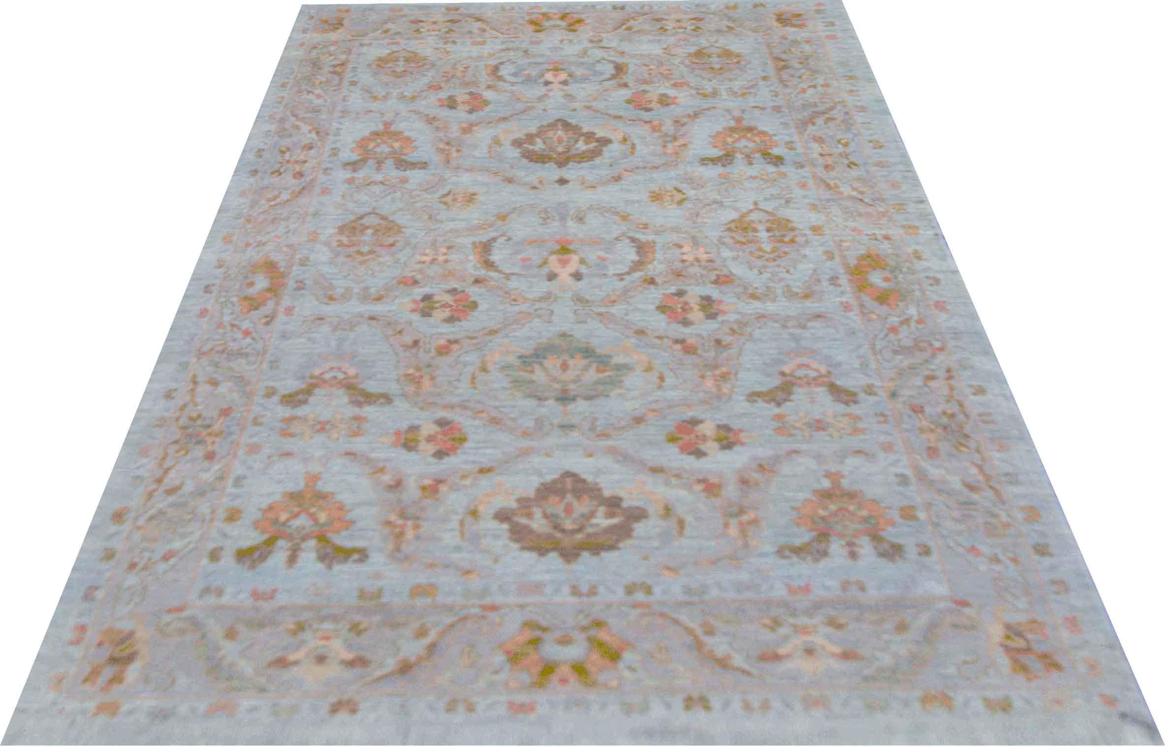 Scopri l'eleganza dei tappeti persiani Oushak con le caratteristiche dei tappeti CIRCA del 1990. Progettato con lana e marrone-azzurro-rosa, questo design esclusivo è perfetto per valorizzare il tuo spazio.