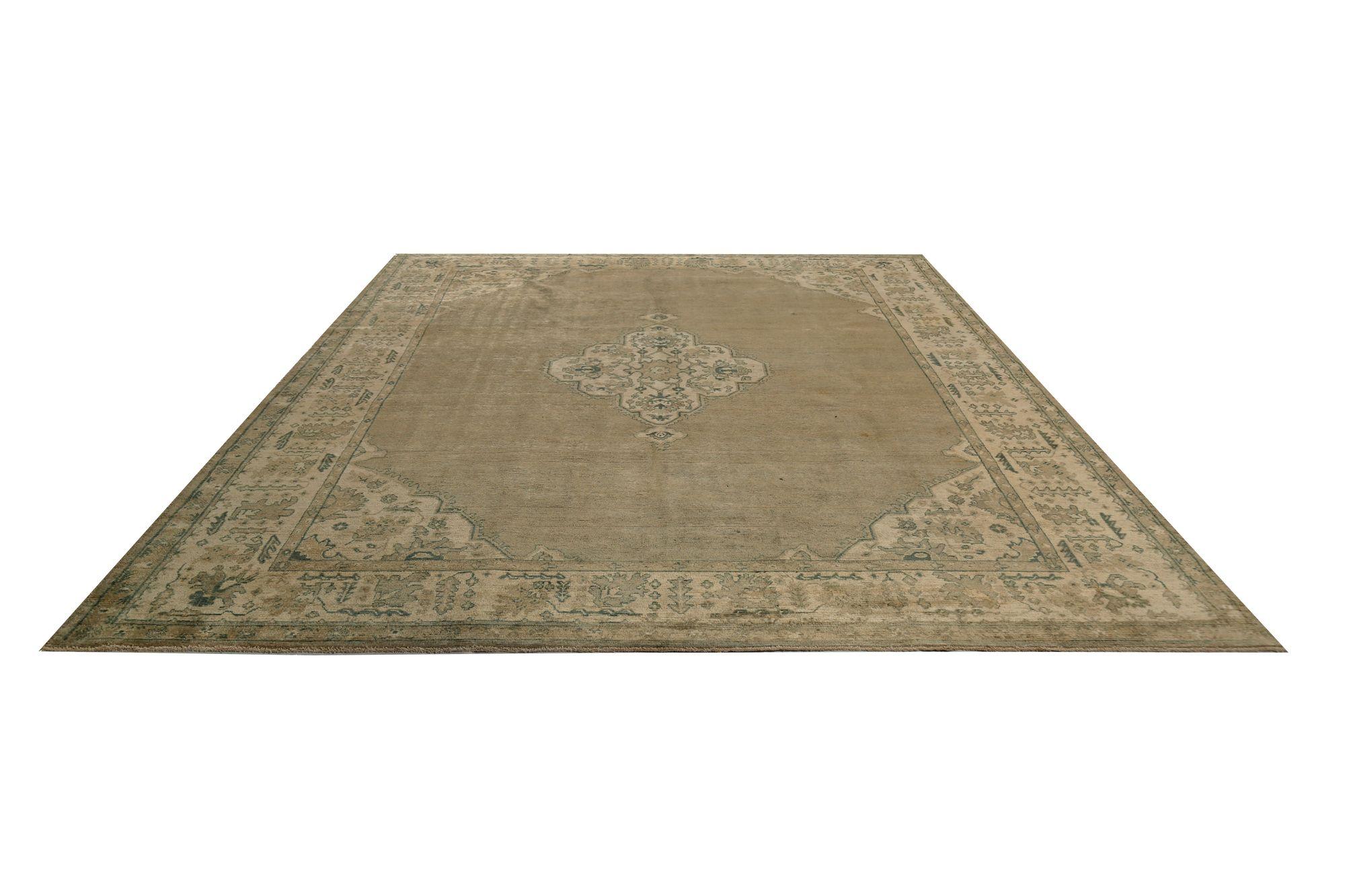 XX secolo Tappeti persiani Oushak - Lana Marrone Taupe Design - 96740 in vendita