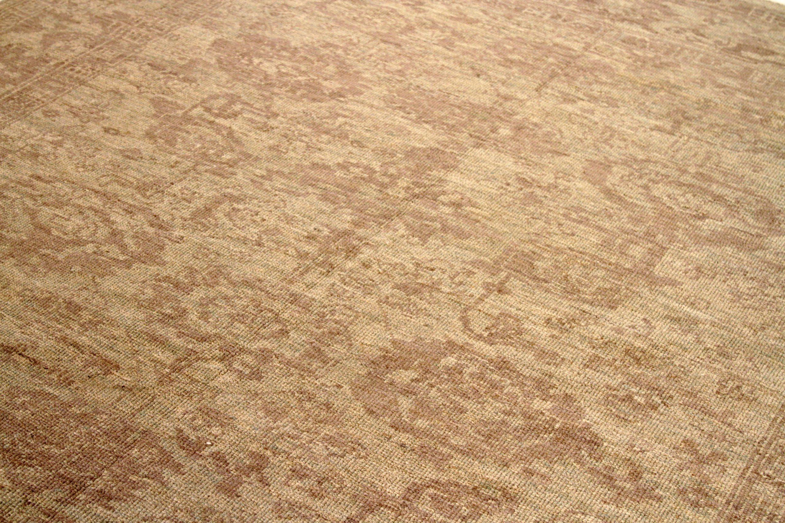 Iraqi Persian Oushak Area Rugs - Wool Brown Yellow Design - 88078 For Sale