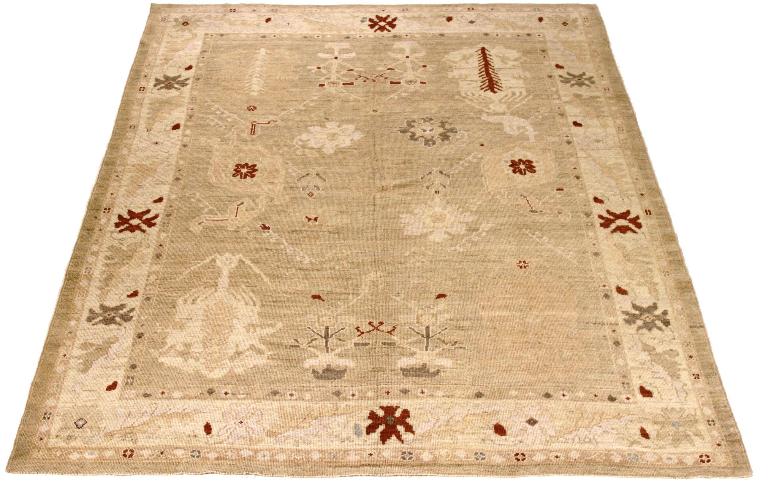 Discover the elegance of Persian Oushak featuring Area Rugs in Circa 1990. Designed with Wool and IvoryRedTaupe, this exclusive design is perfect for enhancing your space.
