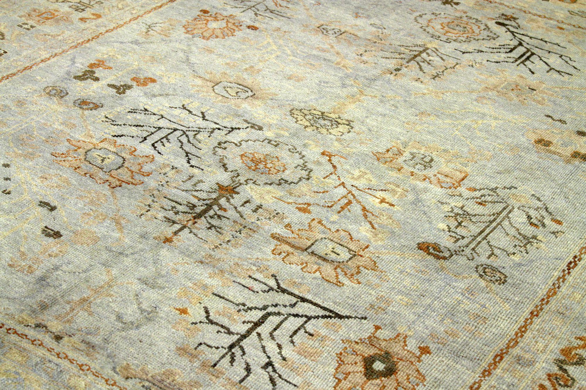 Alfombras Persas Oushak - Lana Diseño Azul Claro Rojo Amarillo - 88096 Iraquí en venta