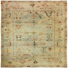 Persian Oushak Area Rugs - Wool Light Blue Red Yellow Design - 88096