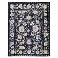 Persian Oushak Black Area Rug Circa 1990 - 69178