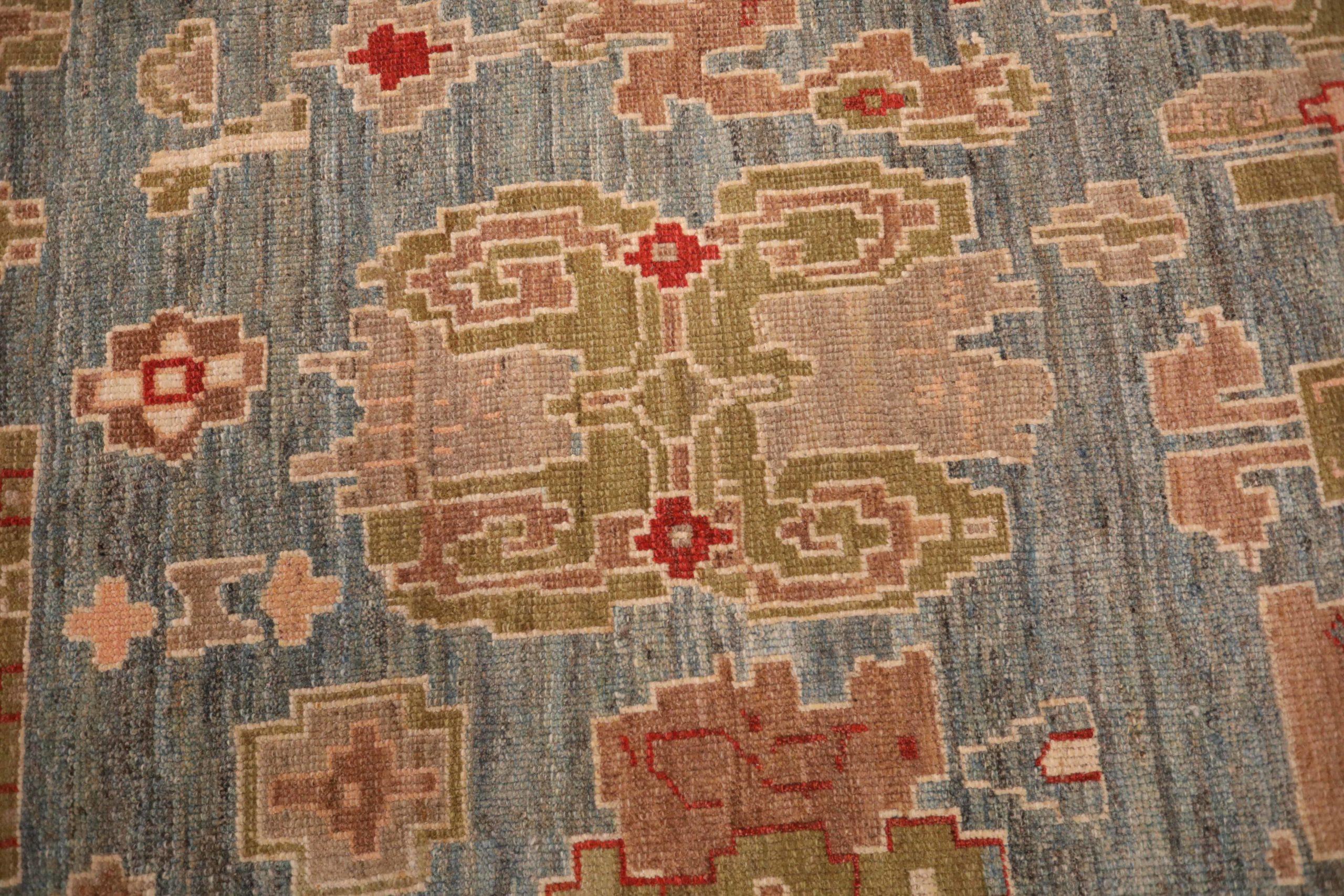 Tappeto persiano Oushak di dimensioni eccessive del 1910 - Disegno in lana blu marrone verde - 89710 In condizioni ottime in vendita a Dallas, TX