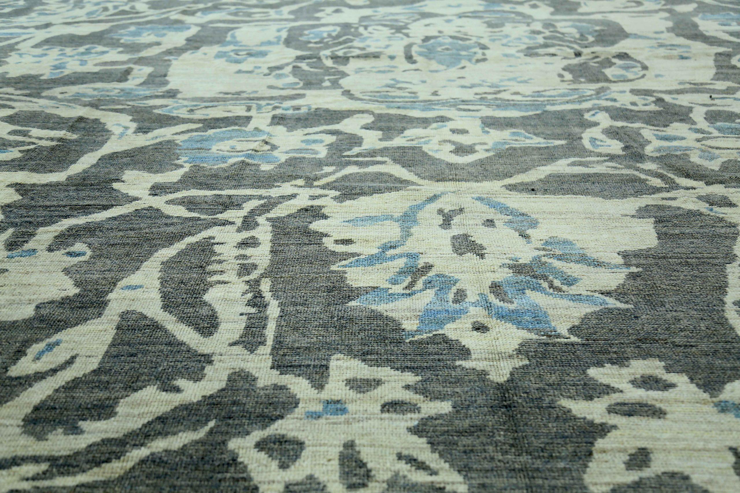 Asiatico Tappeto Persiano Oushak Over Size Circa 1990 - Lana Blu Marrone Avorio Design - 89063 in vendita