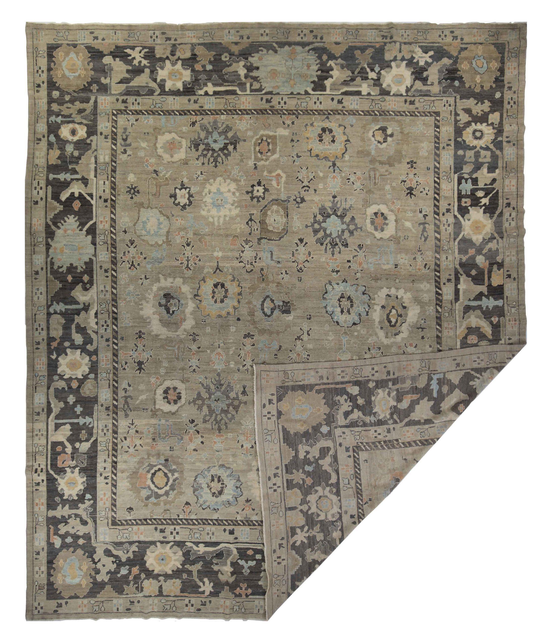 Persische Oushak Over Size Teppich CIRCA 1990 - Wolle Braun Elfenbein Taupe Design - 89044 (Asiatisch) im Angebot