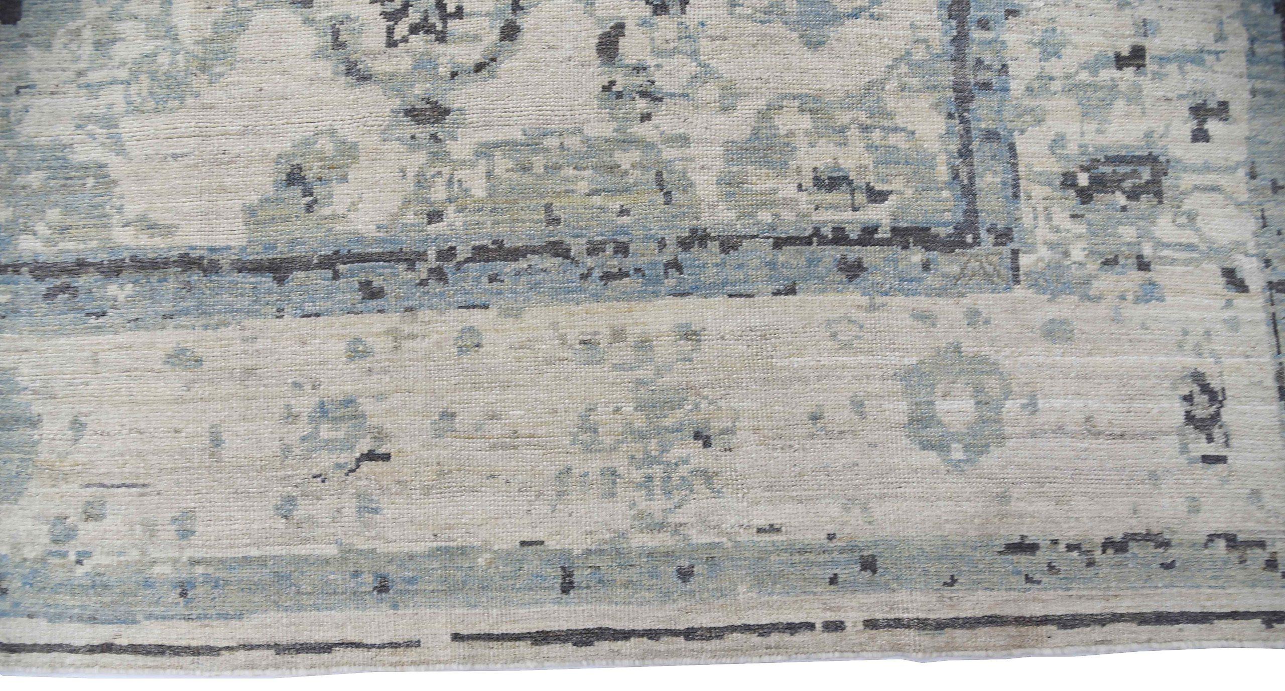 Alfombra Persa Oushak - Lana Azul Marrón Diseño Marfil - 88949 en Excelente estado para la venta en Dallas, TX