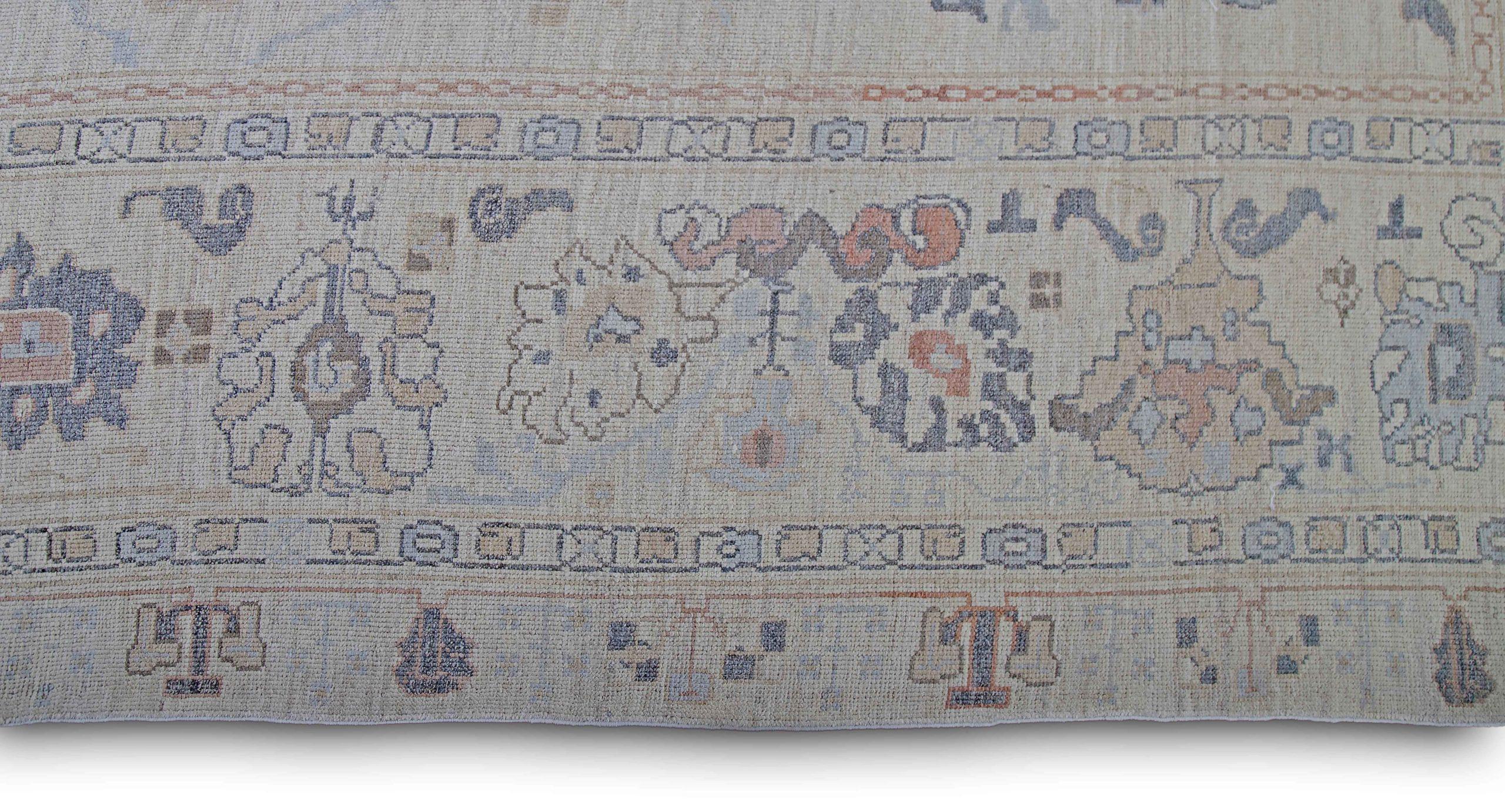 Persische Oushak Over Size Teppich - Wolle Blau Grau Elfenbein Design - 88965 im Zustand „Hervorragend“ im Angebot in Dallas, TX