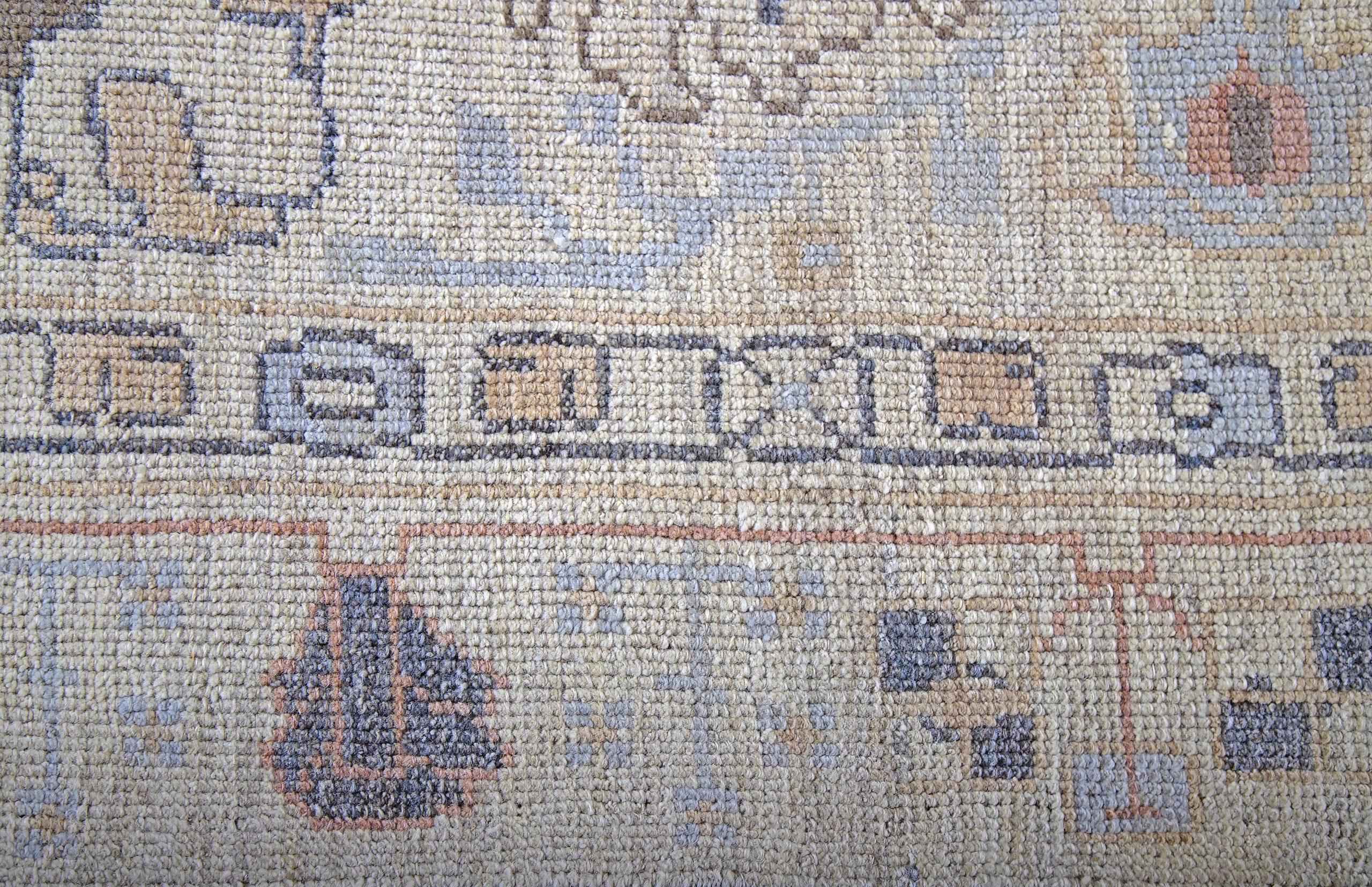 Persische Oushak Over Size Teppich - Wolle Blau Grau Elfenbein Design - 88965 (20. Jahrhundert) im Angebot