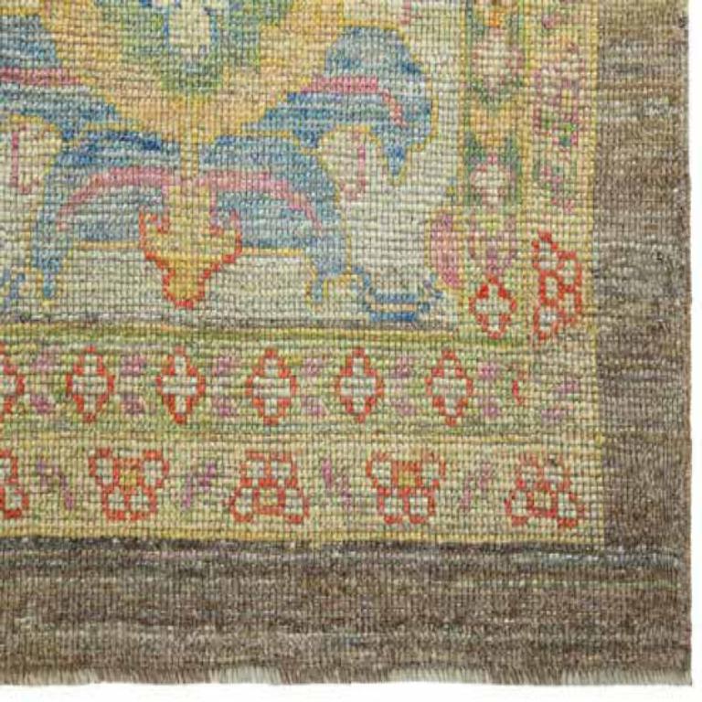 Persischer Oushak Over Size Teppich - Wolle Grau Grün Elfenbein Design - 92609 (Asiatisch) im Angebot