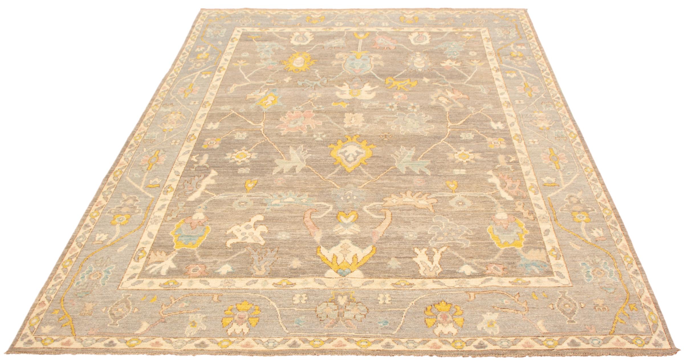Vegetable Dyed Subdued & Transitional Pastel Persian Oushak Carpet - 9'x12'
