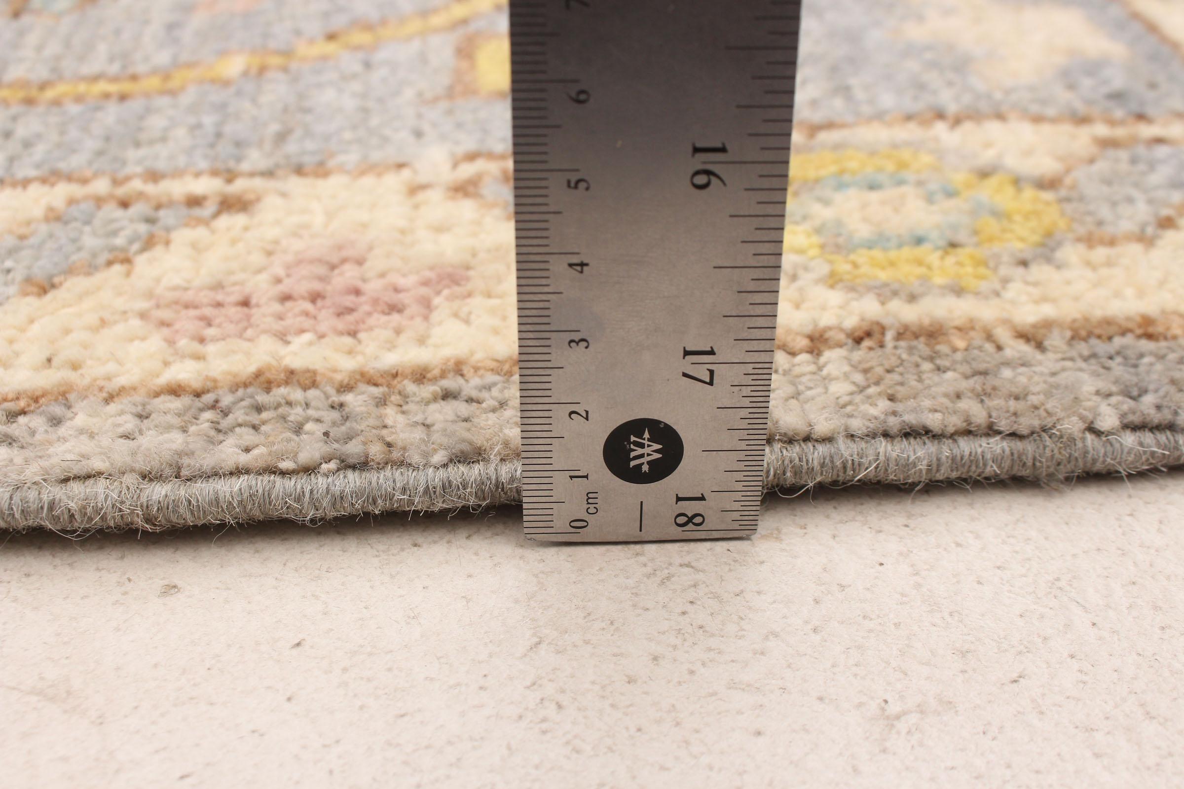 Wool Subdued & Transitional Pastel Persian Oushak Carpet - 9'x12'