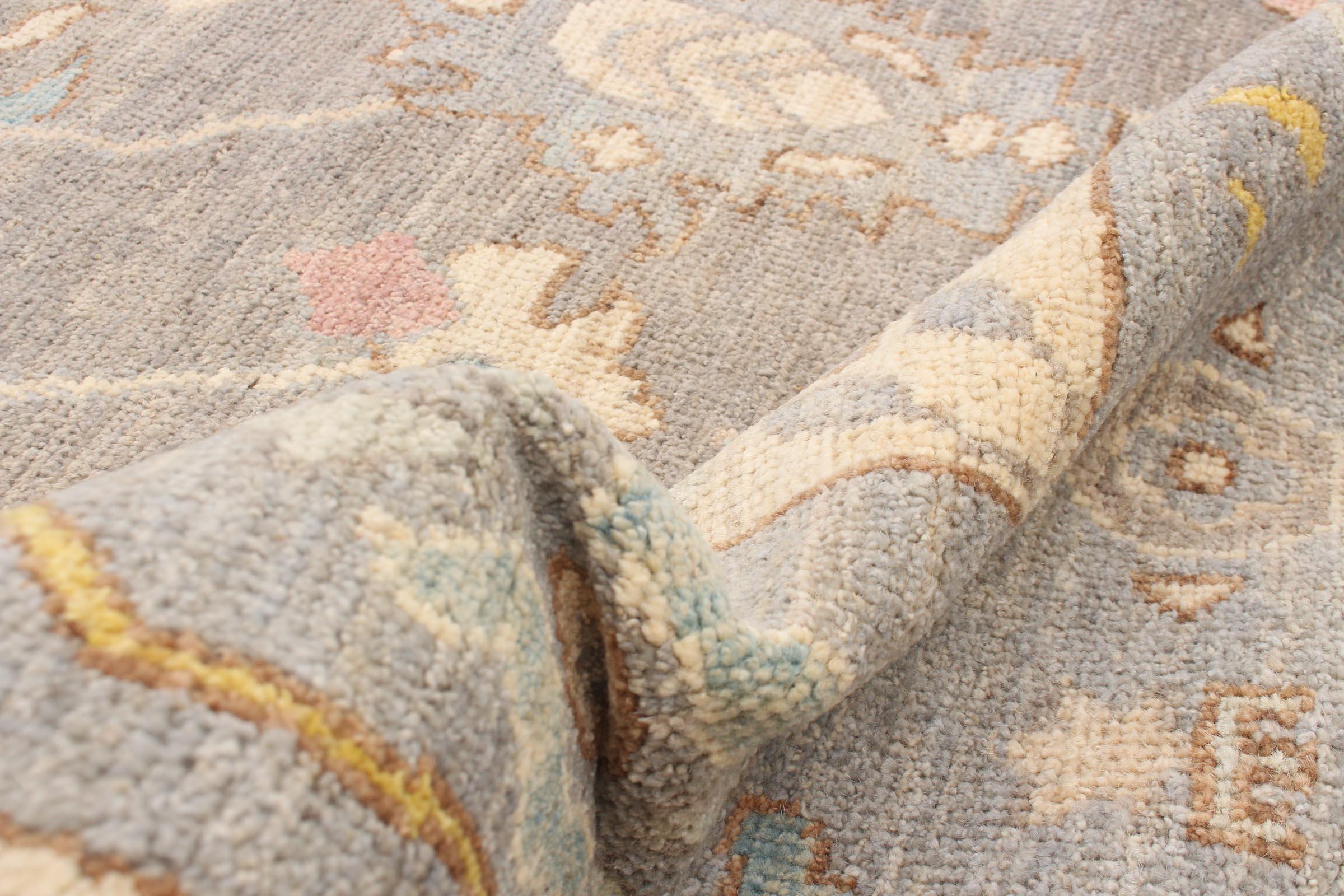 Subdued & Transitional Pastel Persian Oushak Carpet - 9'x12' 1