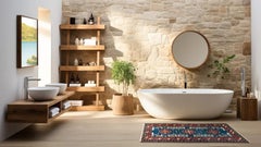 Persian Oushak Runner Rug - blue Red