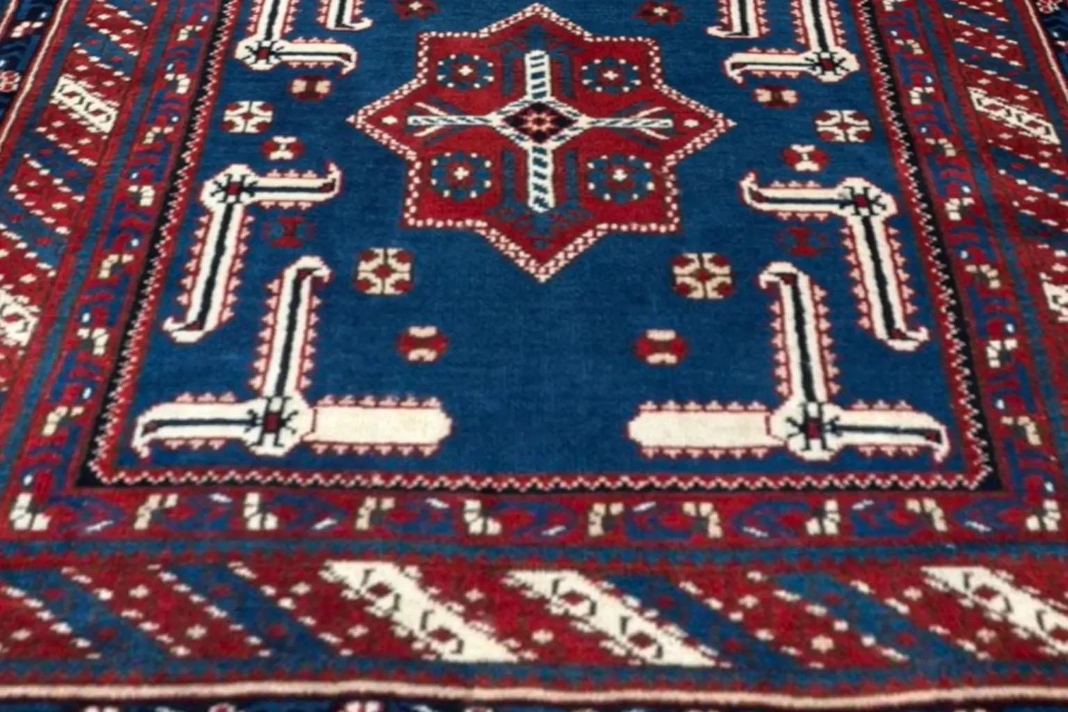 20th Century Persian Oushak Runner Rug - blue Red - 88196 For Sale
