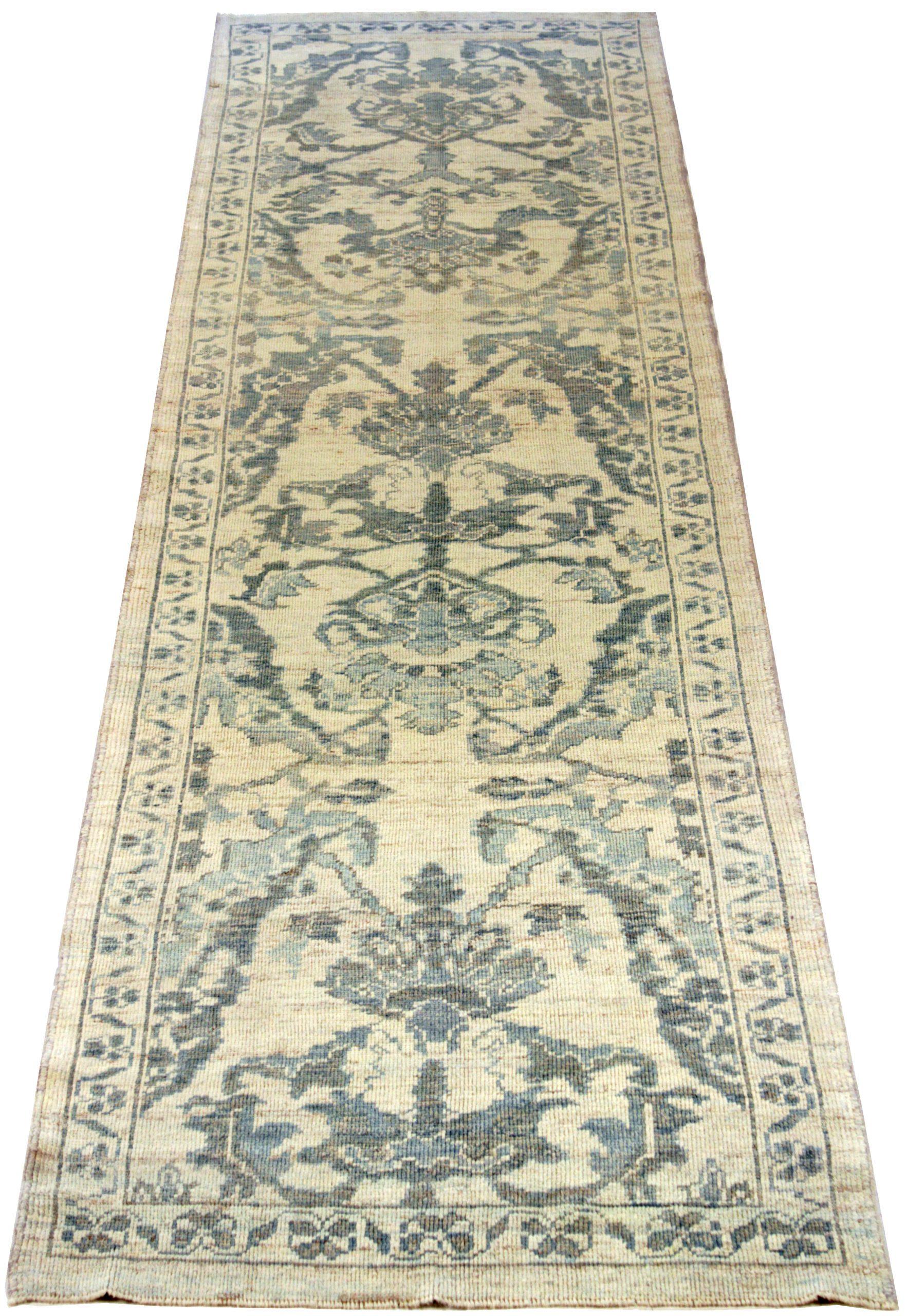 Discover the elegance of Persian Oushak featuring Runner Rug in Circa 1990. Designed with Wool and BlueIvoryNavy Blue, this exclusive design is perfect for enhancing your space.