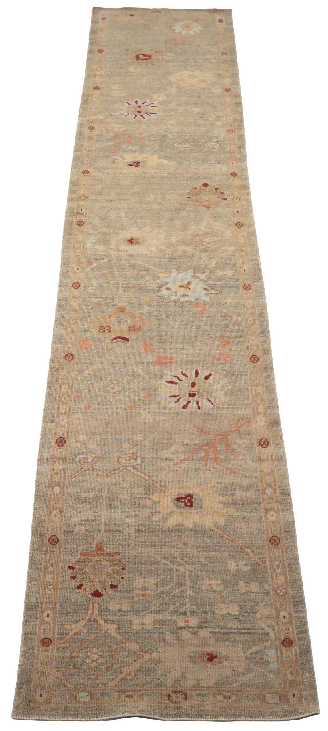 Discover the elegance of Persian Oushak featuring Runner Rug in Circa 1990. Designed with Wool and GrayGreenYellow, this exclusive design is perfect for enhancing your space.