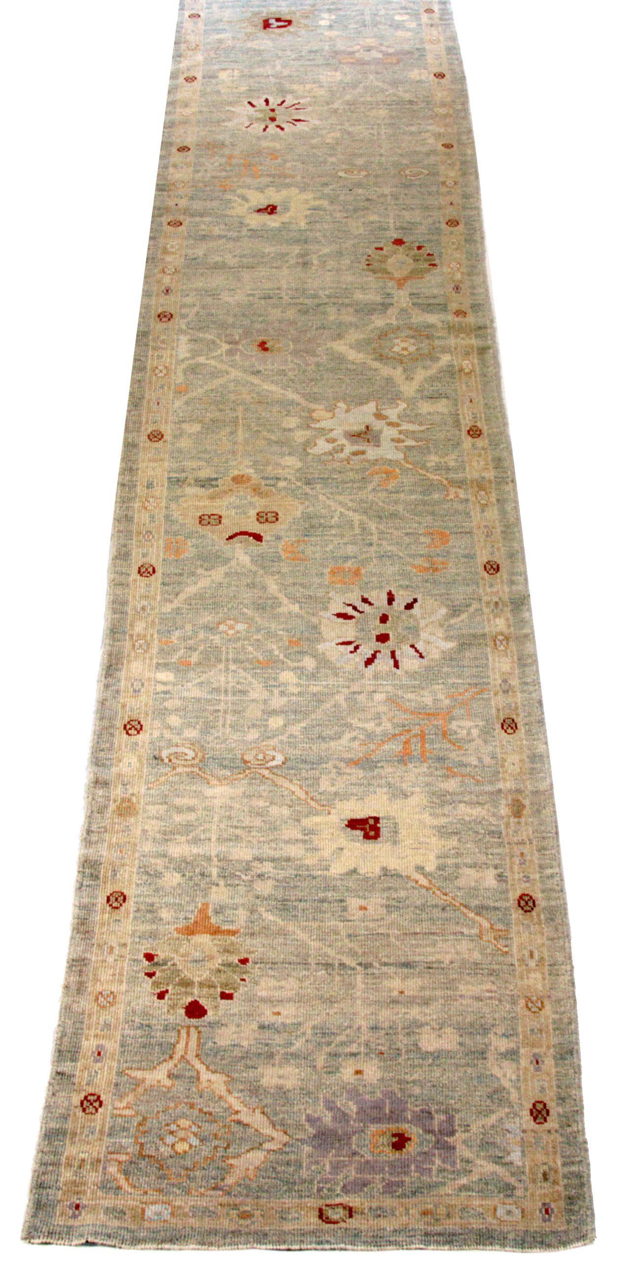 Discover the elegance of Persian Oushak featuring Runner Rug in Circa 1990. Designed with Wool and GreenIvory, this exclusive design is perfect for enhancing your space.