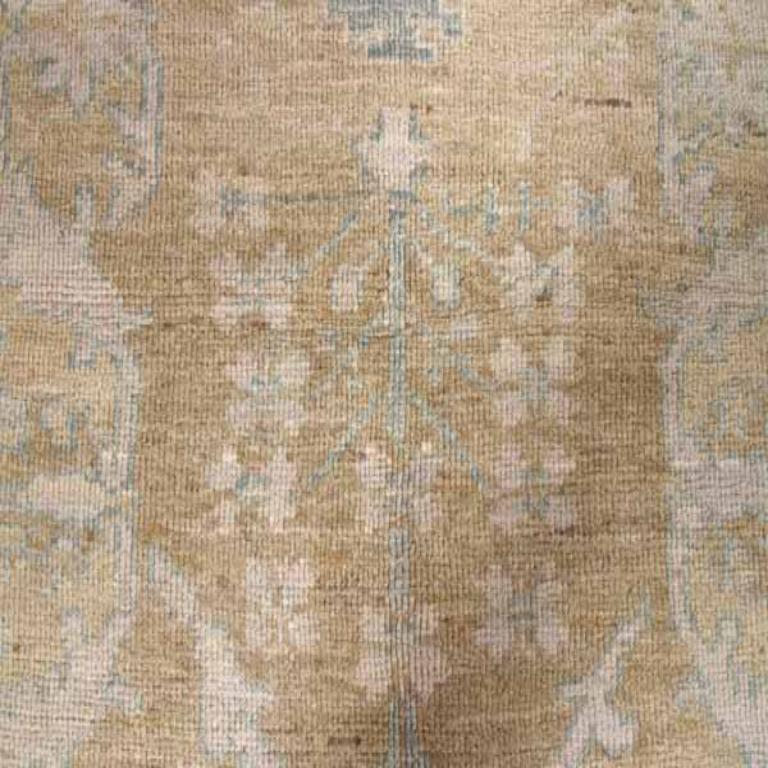 Persischer Oushak Läufer Teppich - Wolle Grün Elfenbein Design - 88123 im Zustand „Hervorragend“ im Angebot in Dallas, TX