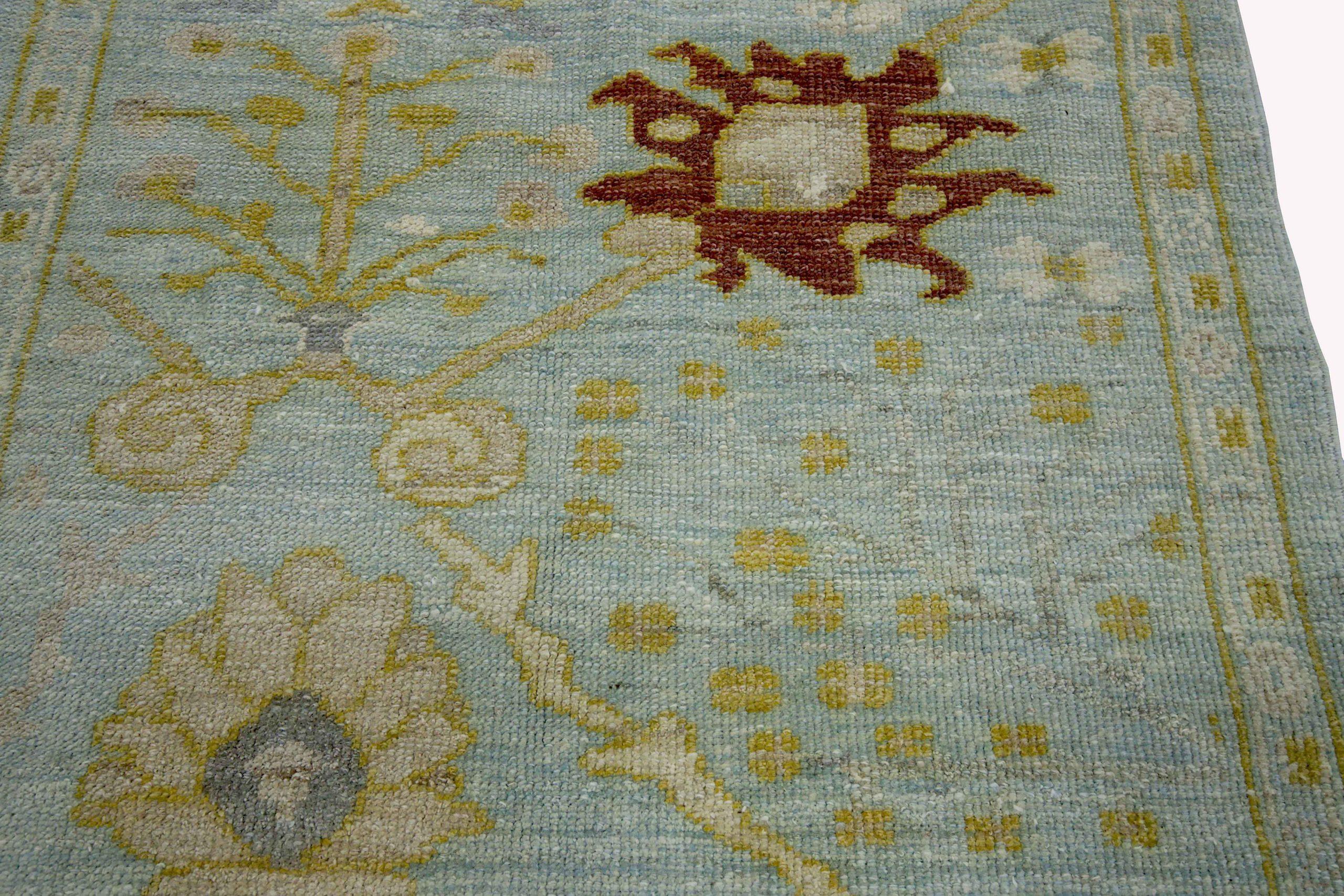 Tappeto Persiano Oushak Runner - Lana Avorio Design-Light - 89076 In condizioni ottime in vendita a Dallas, TX