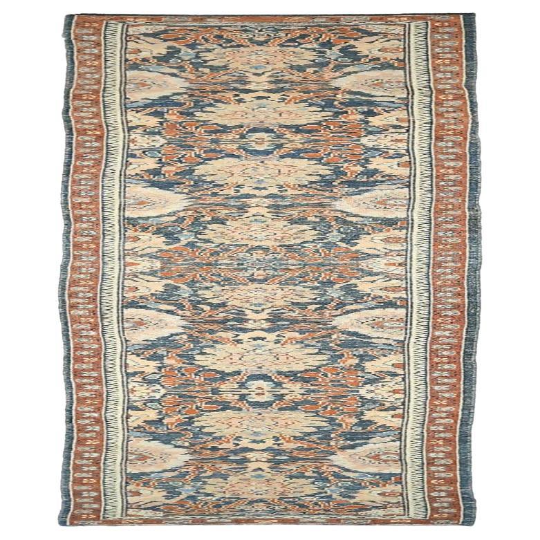 Persischer Oushak-Läufer - Wolle Elfenbein Marineblau Rot Design - 88137