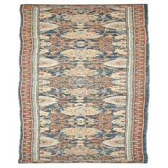 Persian Oushak Runner Rug - Wool Ivory Navy Blue Red Design - 88137