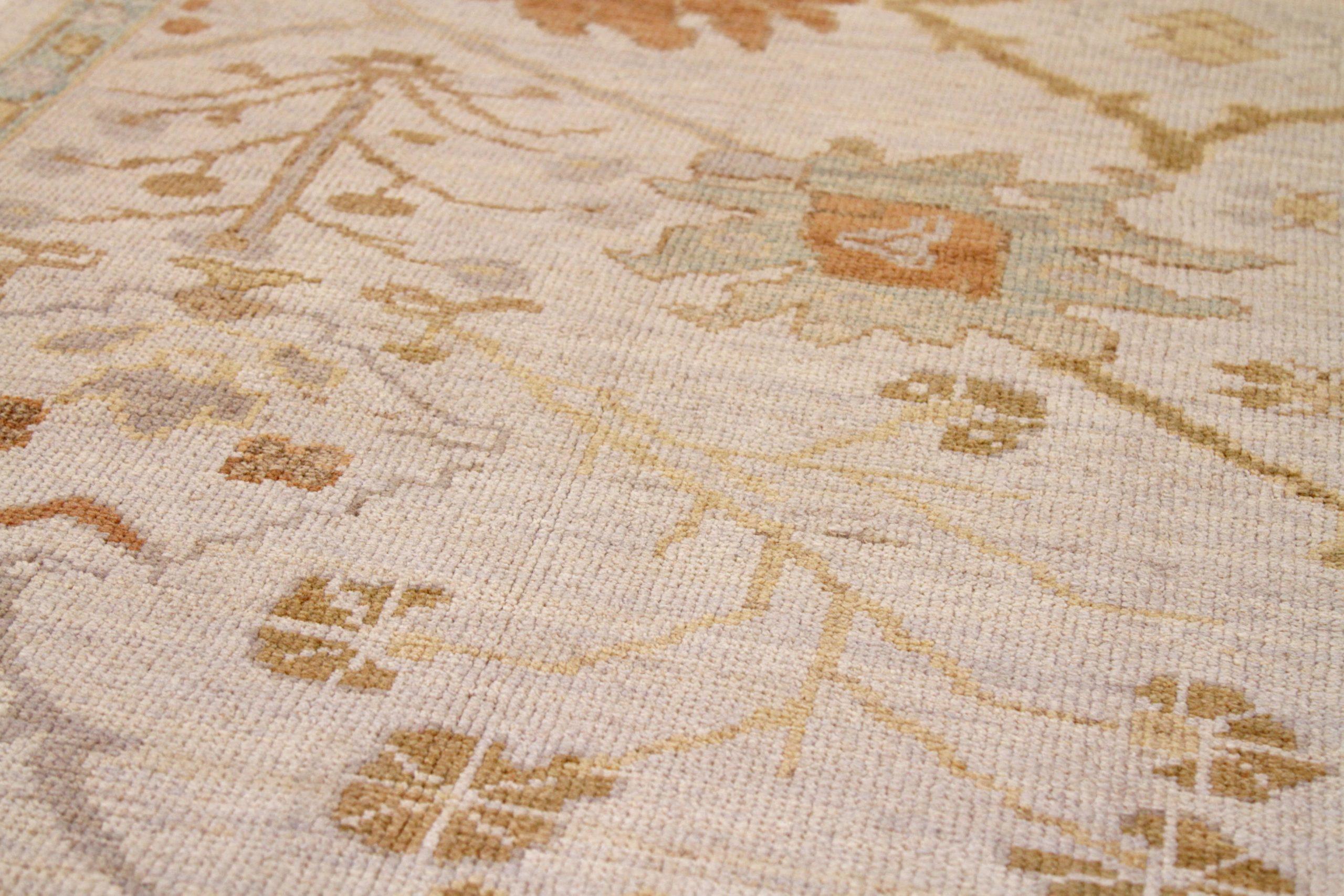Iracheno Tappeto Persiano Oushak Runner - Lana Avorio Arancione Design - 88132 in vendita