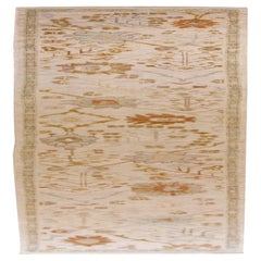 Persian Oushak Runner Rug - Wool Ivory Orange Design - 88132