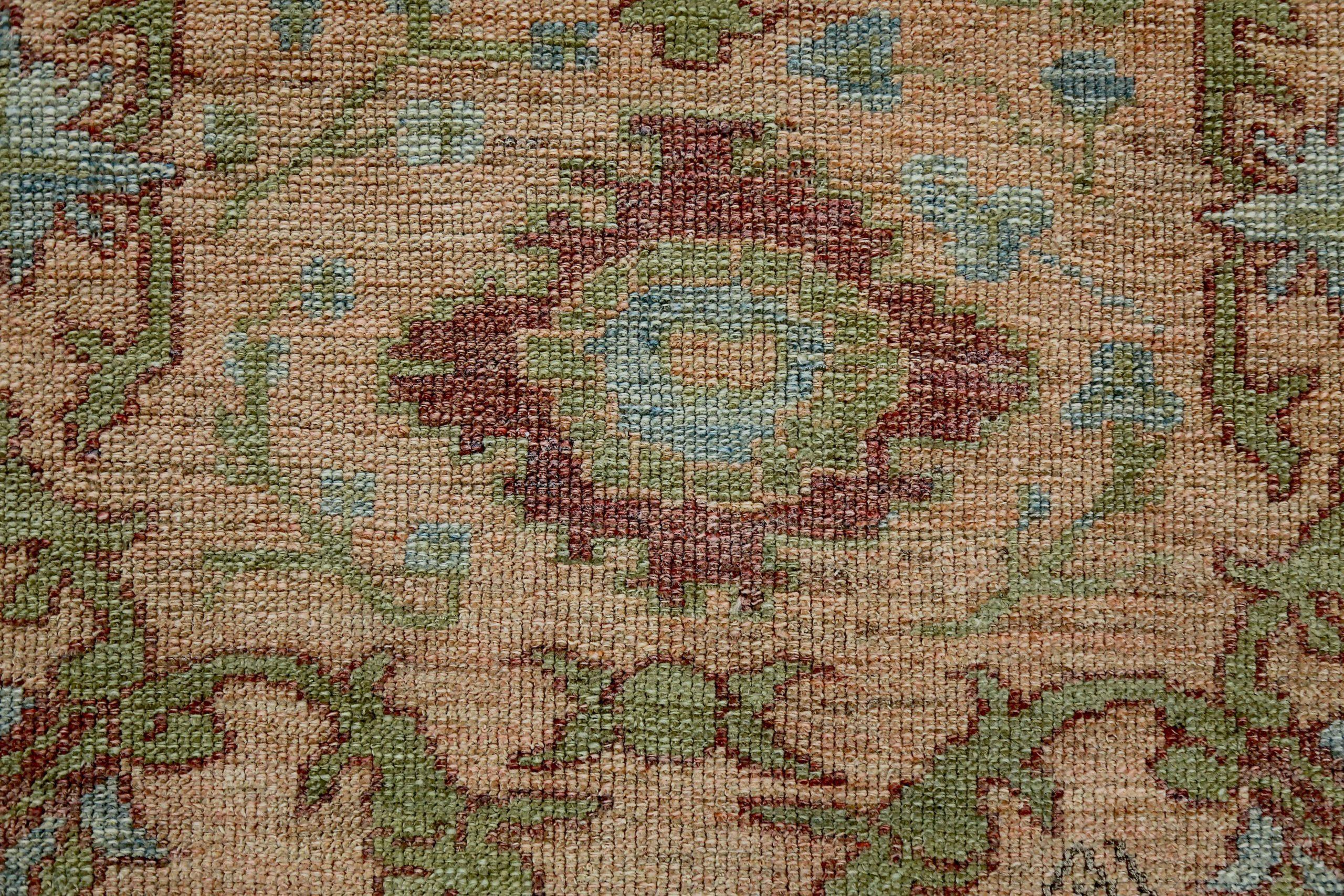 Persischer Oushak Kleiner Teppich Circa 1990 - Wolle Grün Rosa Rot Design - 89043 (Asiatisch) im Angebot