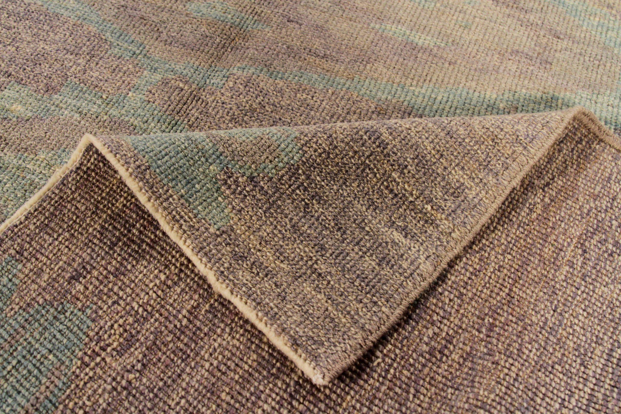 Tappeto persiano Oushak Small - Lana Blu Marrone Design - 88150 In condizioni ottime in vendita a Dallas, TX