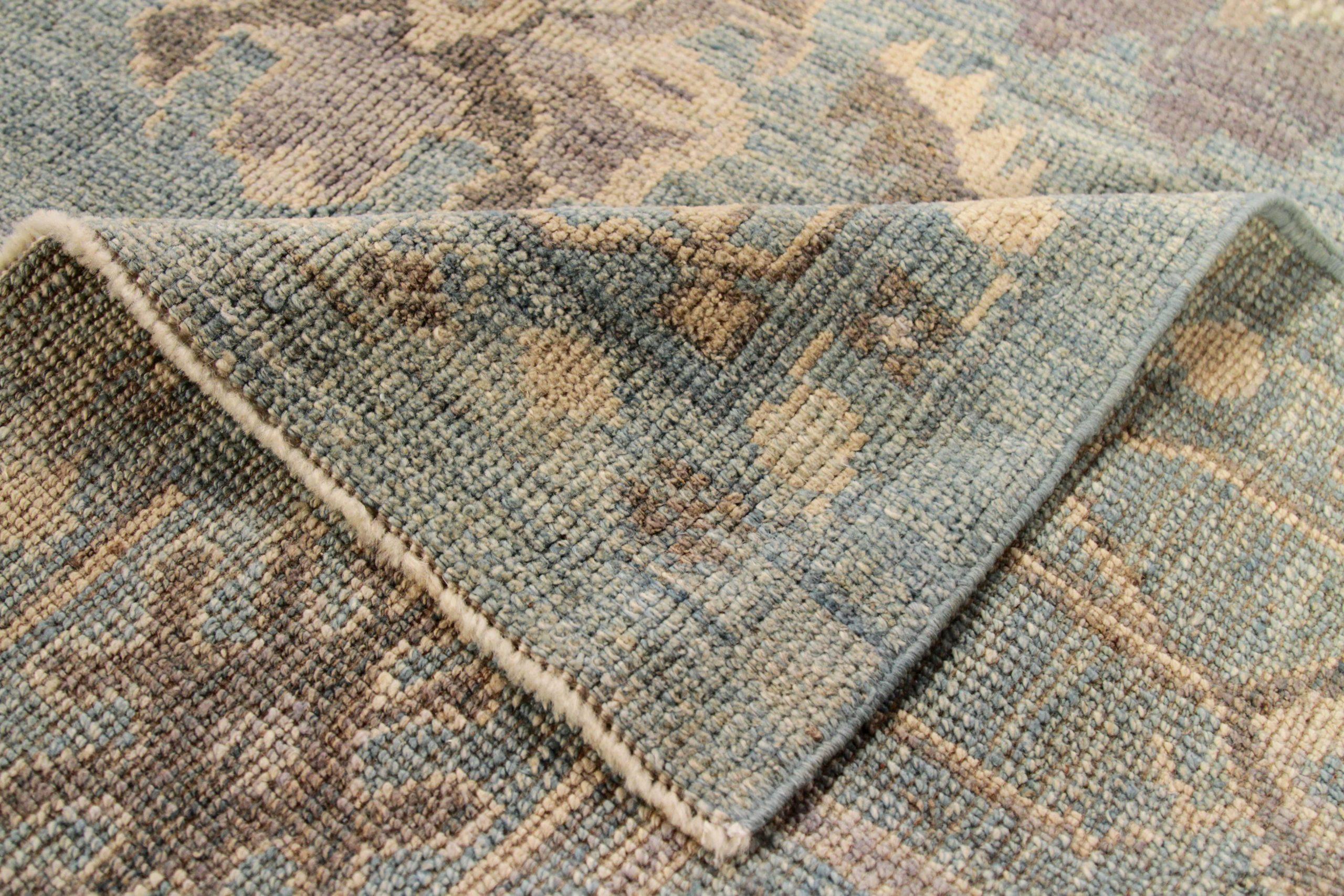 Alfombra Persa Oushak Small Design - Lana Azul Marrón Marfil - 88151 en Excelente estado para la venta en Dallas, TX