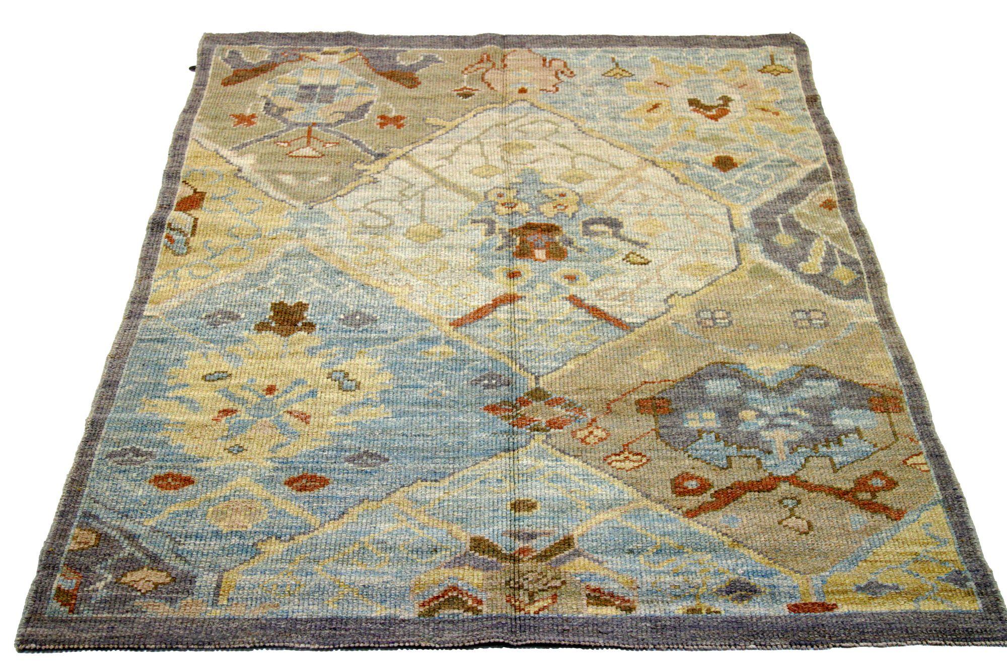 Discover the elegance of Persian Oushak featuring Small Rug in Circa 1990. Designed with Wool and BlueIvoryYellow, this exclusive design is perfect for enhancing your space.