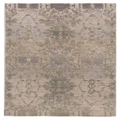 Persian Oushak Small Rug - Wool Brown Ivory Design - 88104