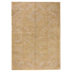 Persian Oushak Small Rug - Wool Ivory Yellow Design - 88163