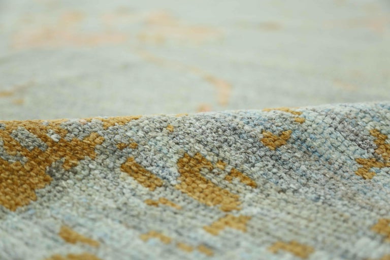 Persian Oushak Style Rug with Salmon and Brown Floral Details on