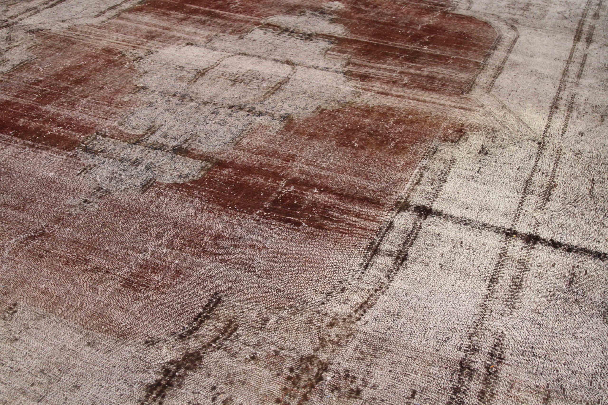 Persische Overdye Bereich Teppiche CIRCA 1910 - Wolle Brown Elfenbein 70677 (Asiatisch) im Angebot