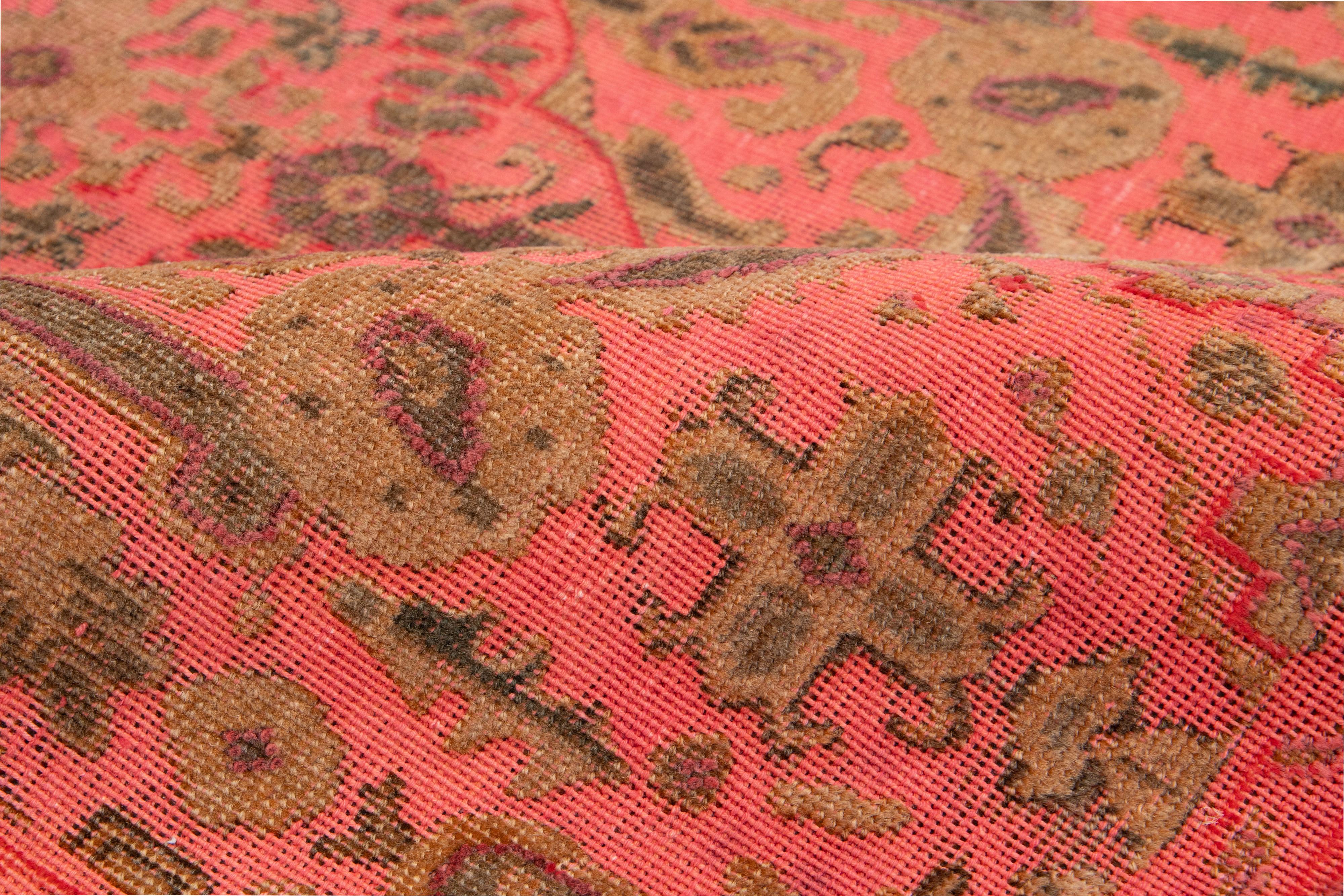 Persischer überzogener Wollteppich in Rosa mit Allover-Motiv 3 x 5 (Islamisch) im Angebot