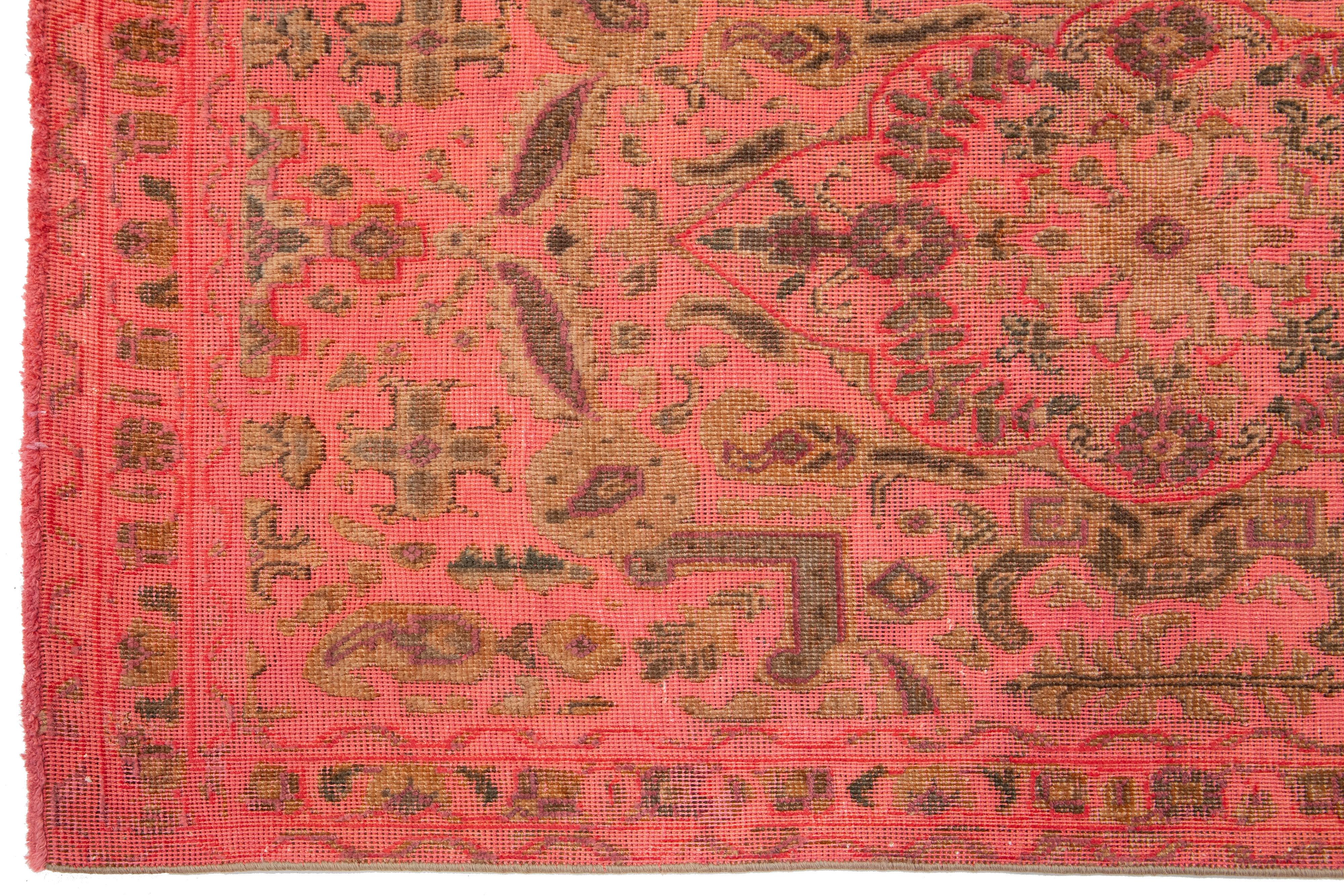 Persischer überzogener Wollteppich in Rosa mit Allover-Motiv 3 x 5 (Wolle) im Angebot