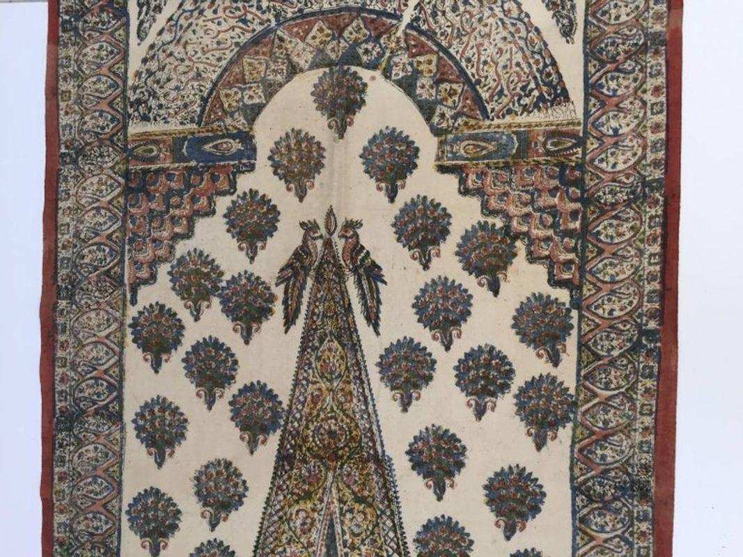 20th Century Moorish Paisley Woodblock Printed Textile Wall Hanging For Sale