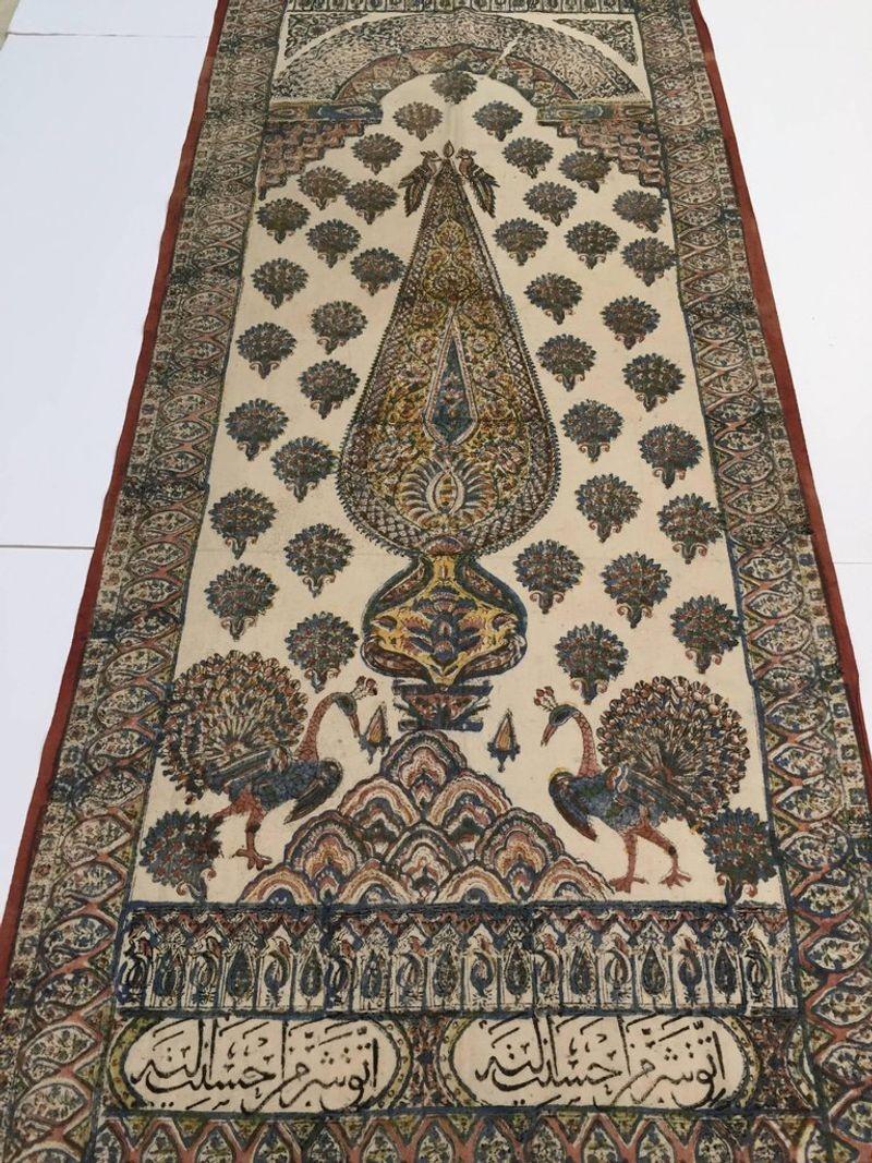Moorish Paisley Woodblock Printed Textile Wall Hanging For Sale 1