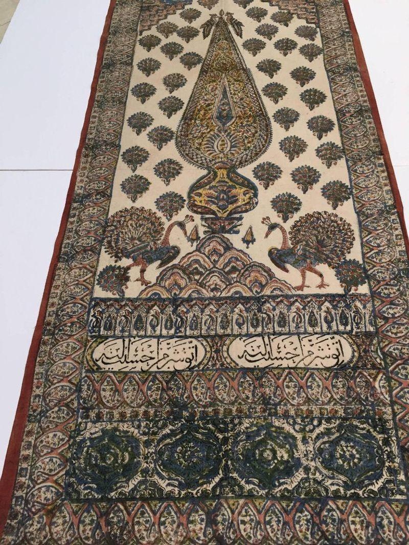 Moorish Paisley Woodblock Printed Textile Wall Hanging For Sale 2